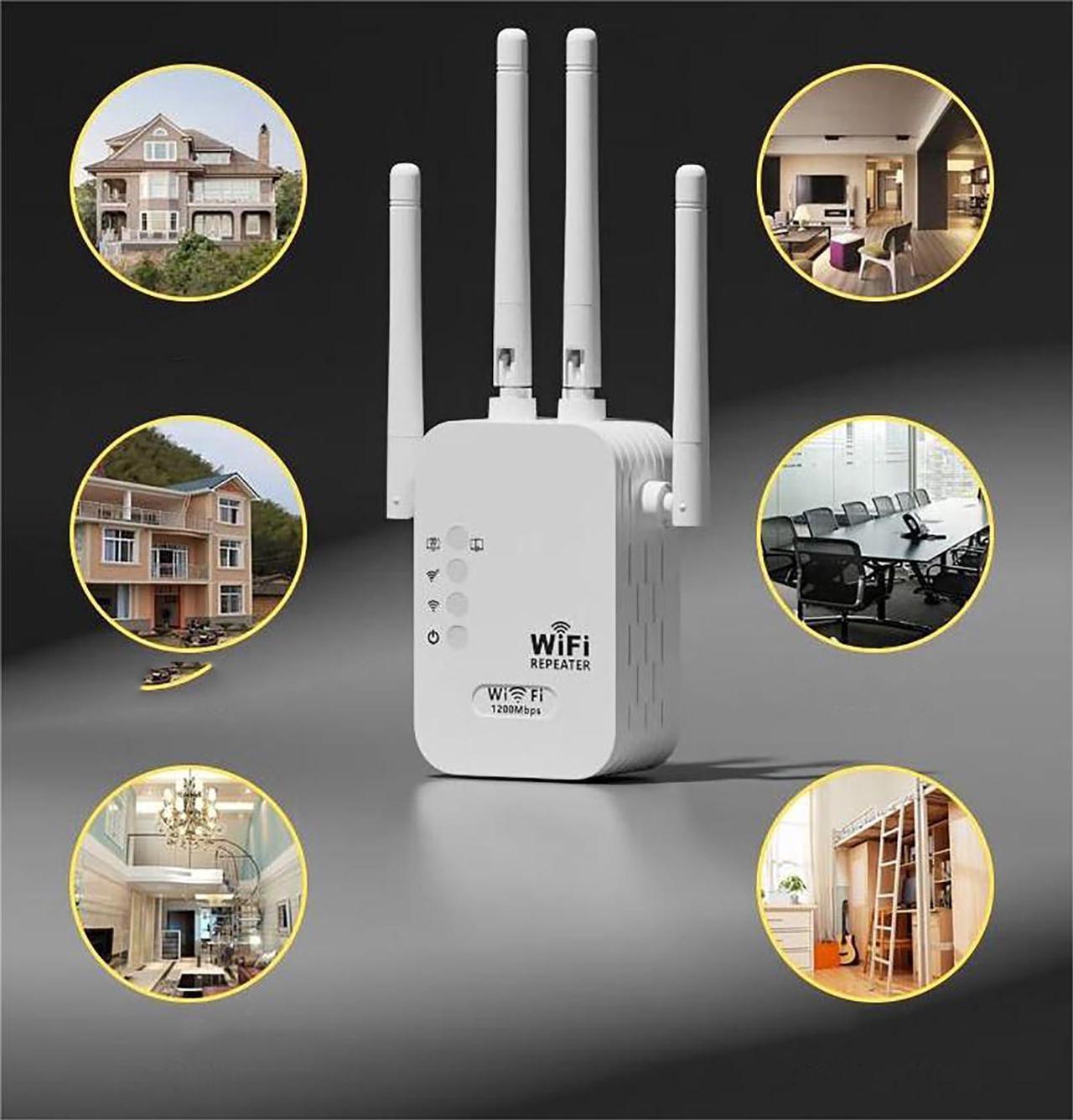 Alt view image 4 of 6 - WiFi Extender, WiFi Booster and Signal Amplifier up to 8470Sq.ft, 1200Mbps Wirless WiFi Extenders Signal Booster 5GHz & 2.4GHz for Home, Internet Booster, Repeater with Ethernet Port & Access Point