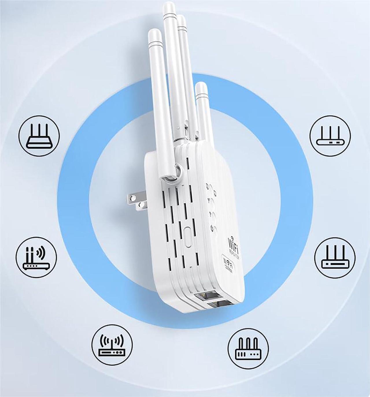 Alt view image 2 of 6 - WiFi Extender, WiFi Booster and Signal Amplifier up to 8470Sq.ft, 1200Mbps Wirless WiFi Extenders Signal Booster 5GHz & 2.4GHz for Home, Internet Booster, Repeater with Ethernet Port & Access Point