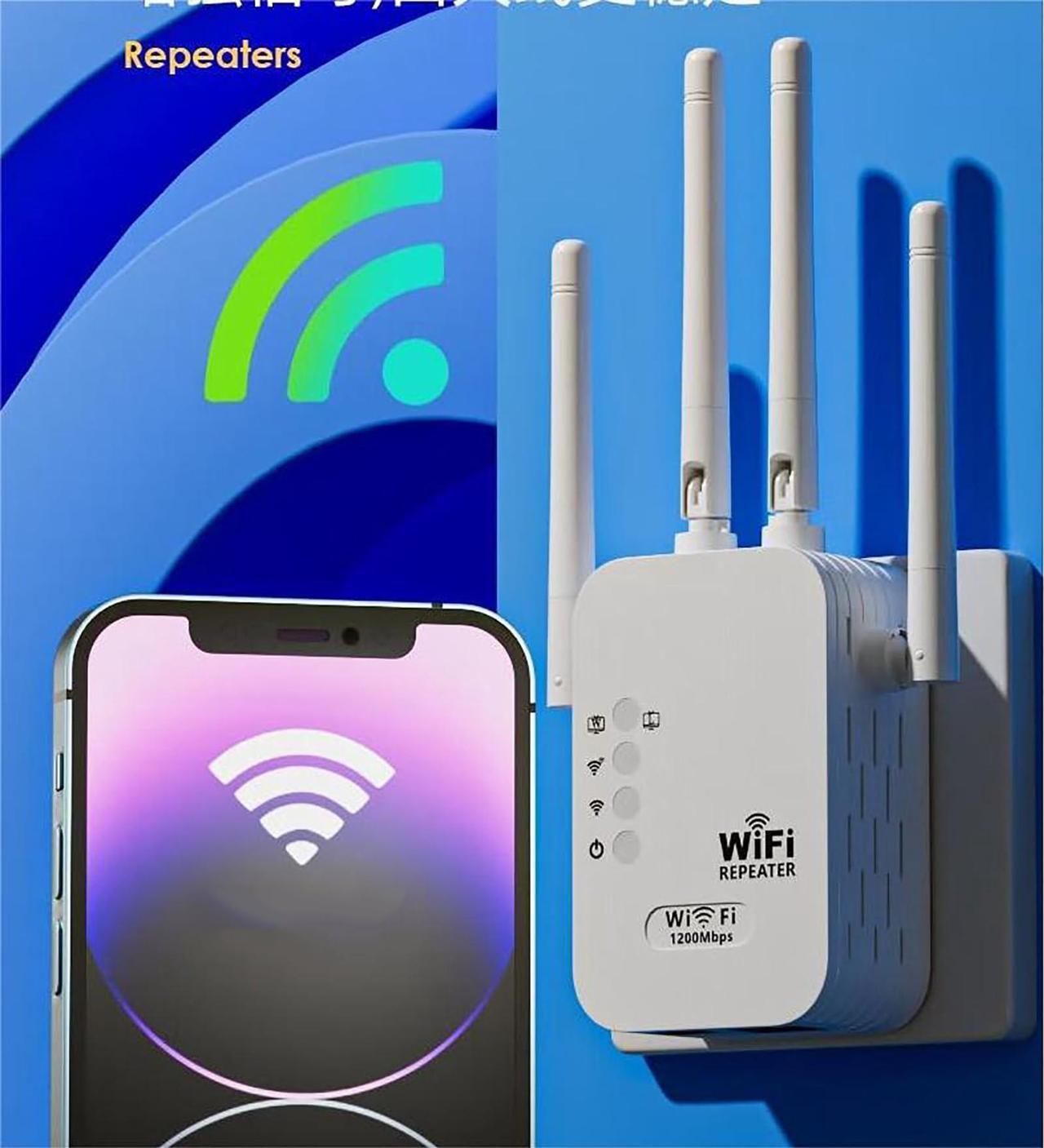 Alt view image 3 of 6 - WiFi Extender, WiFi Booster and Signal Amplifier up to 8470Sq.ft, 1200Mbps Wirless WiFi Extenders Signal Booster 5GHz & 2.4GHz for Home, Internet Booster, Repeater with Ethernet Port & Access Point