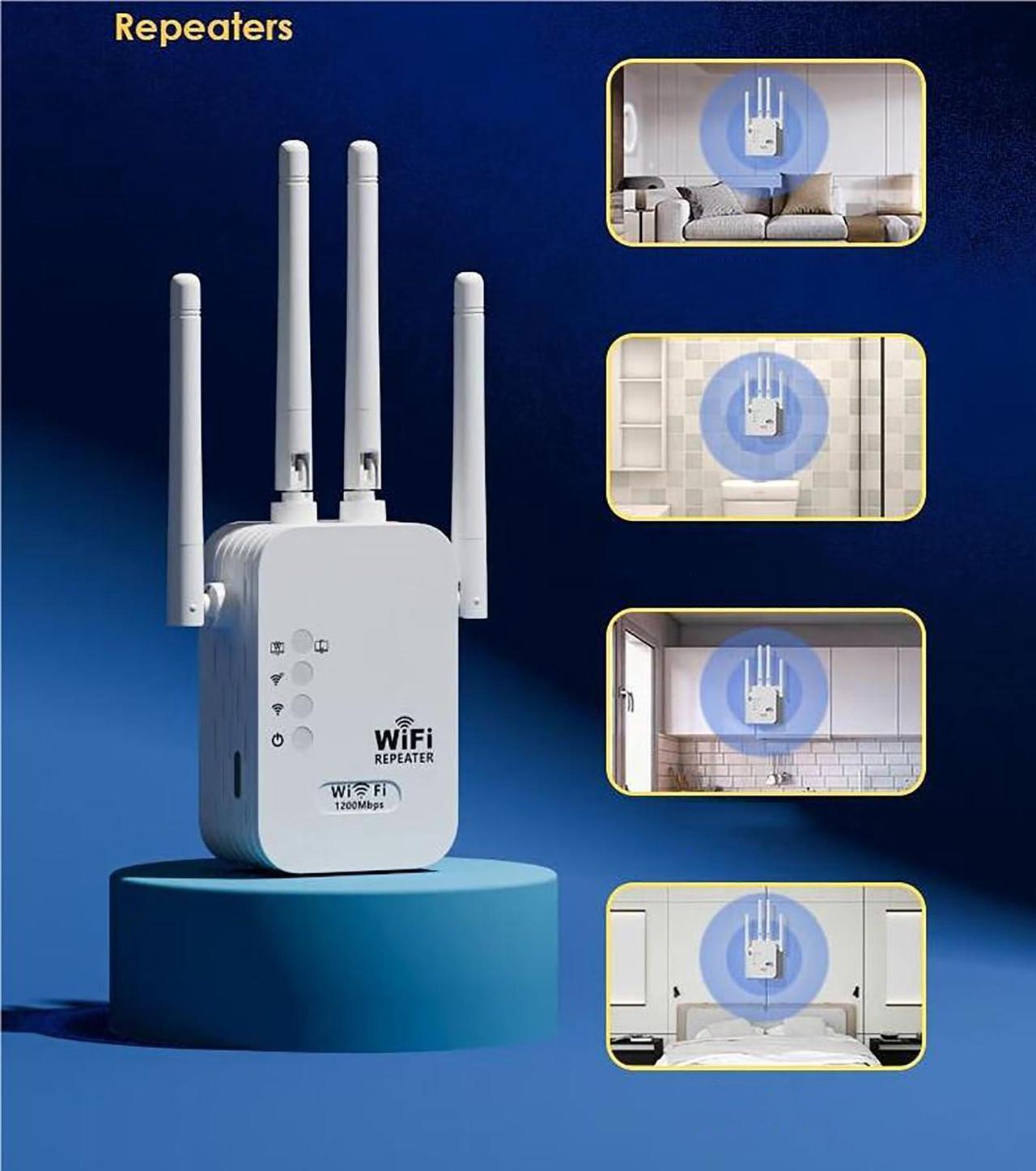 Alt view image 5 of 6 - WiFi Extender, WiFi Booster and Signal Amplifier up to 8470Sq.ft, 1200Mbps Wirless WiFi Extenders Signal Booster 5GHz & 2.4GHz for Home, Internet Booster, Repeater with Ethernet Port & Access Point