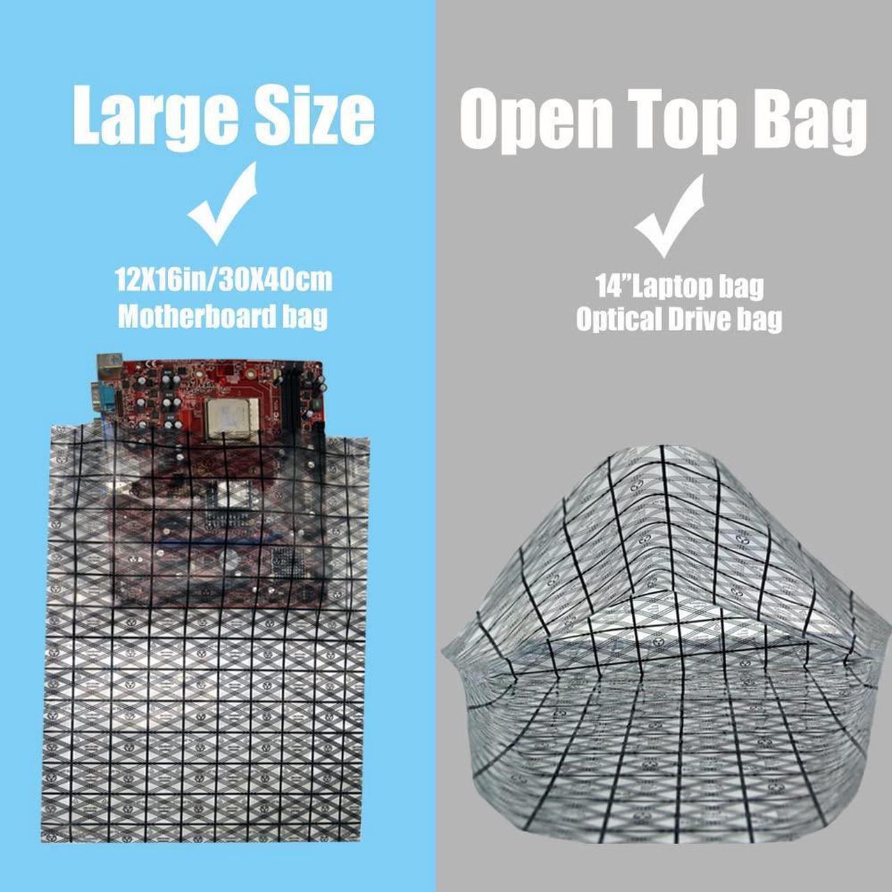 Alt view image 3 of 7 - Open Top Antistatic Bags ESD Shielding Bag with Anti-Static Labels for Hard Drive SSD HDD Motherboard Video Card RAM Electronic Devices (Pack of 10) (12 x 16)(30cm x 40cm)