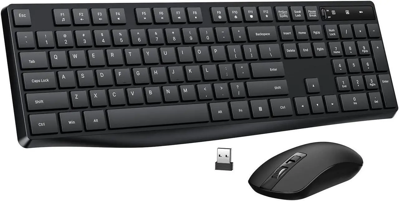 Main image of Wireless Keyboard and Mouse Combo, Bailink 2.4G Full-Sized Ergonomic Keyboard Mouse, 3 DPI Adjustable Cordless USB Keyboard and Mouse, Quiet Click for Computer/Laptop/Windows/Mac - Black