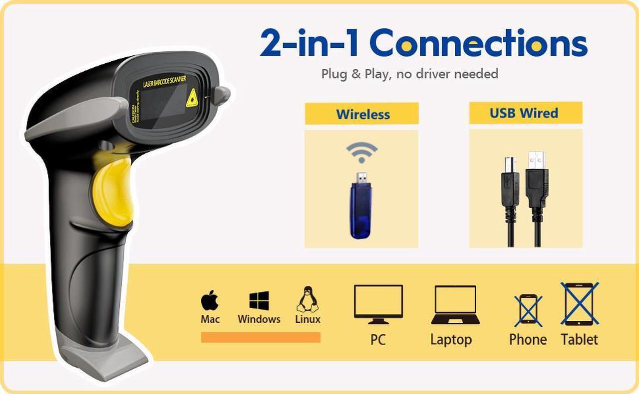 Alt view image 7 of 7 - Bailink Wireless Barcode Scanner 437yd Transmission Distance USB Cordless 1D Laser Automatic Barcode Reader Handhold Bar Code Scanner with USB Receiver for Store, Supermarket, Warehouse