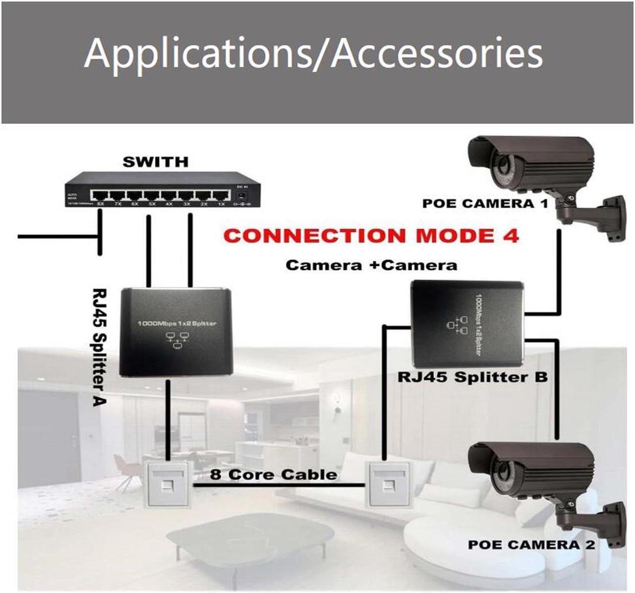 Alt view image 7 of 7 - Aluminum Alloy Ethernet Splitter 1 to 2 High Speed 1000Mbps, Gigabit Ethernet Splitter, LAN Splitter with USB-C Power Cable, RJ45 Splitter for Cat5/5e/6/7/8 Cable (2 Devices Simultaneously Networking)