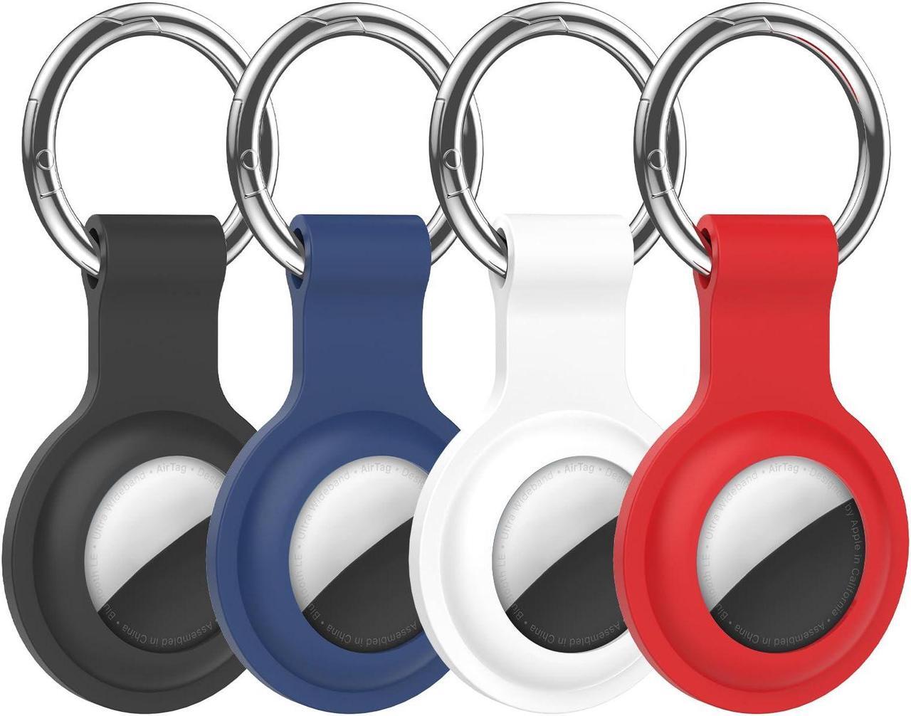 Main image of 4 Pack, IPX8 Waterproof Airtag Holder for Apple Air Tags,Shockproof GPS Cover [Anti-Scratch] [PC+Silicone] Air-Tag Item Finders Case for Pets,Kids,Luggages-Black/Blue/White/Red