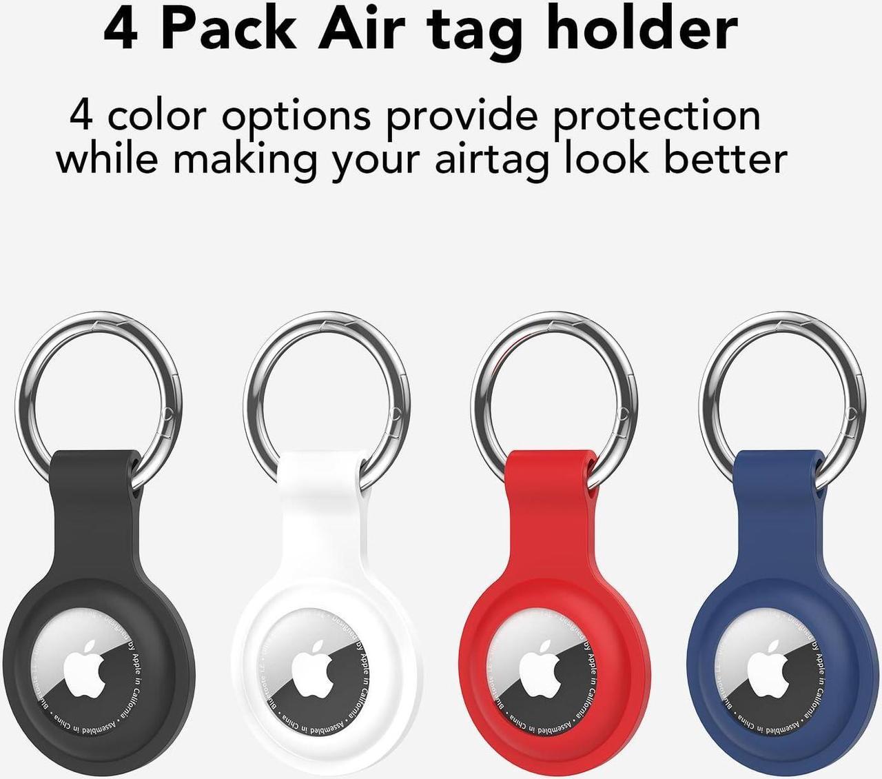 Alt view image 2 of 7 - 4 Pack, IPX8 Waterproof Airtag Holder for Apple Air Tags,Shockproof GPS Cover [Anti-Scratch] [PC+Silicone] Air-Tag Item Finders Case for Pets,Kids,Luggages-Black/Blue/White/Red