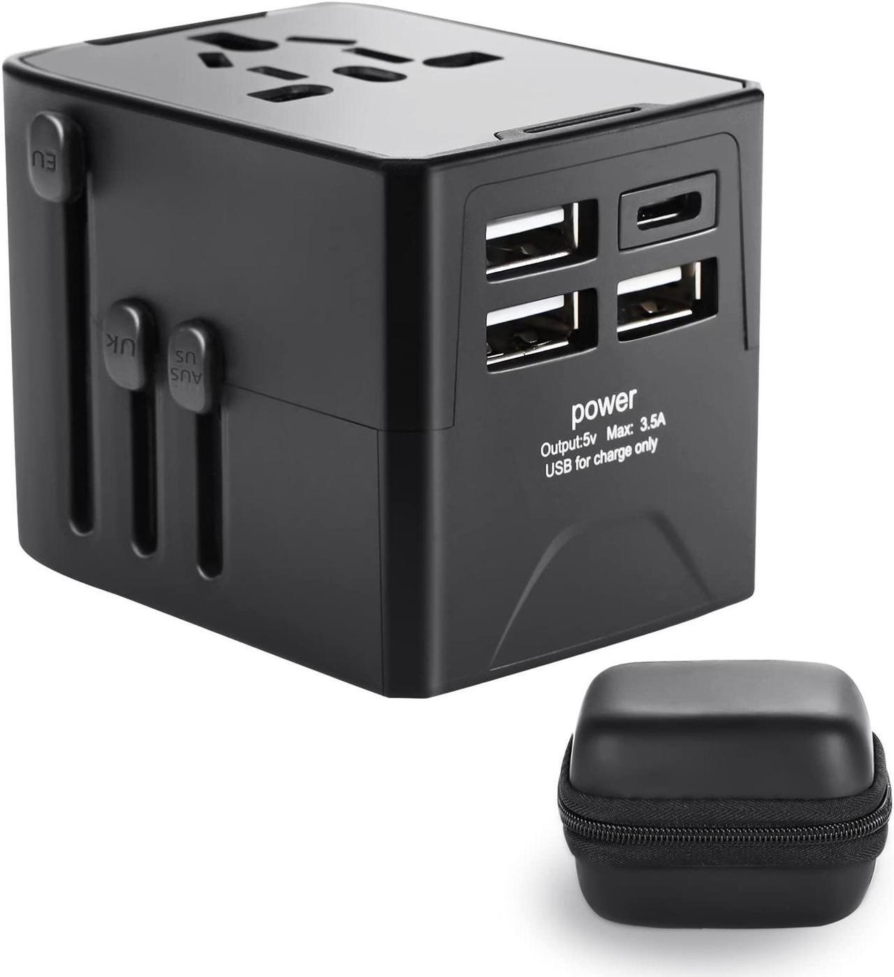 Main image of International Travel Adapter Universal Travel Adapter with 6.3A Smart Power 3 USB A + 1 USB C Travel Essentials for US, EU, UK and Australia Travel Adapter AC Outlet Plug with with Carrying Case