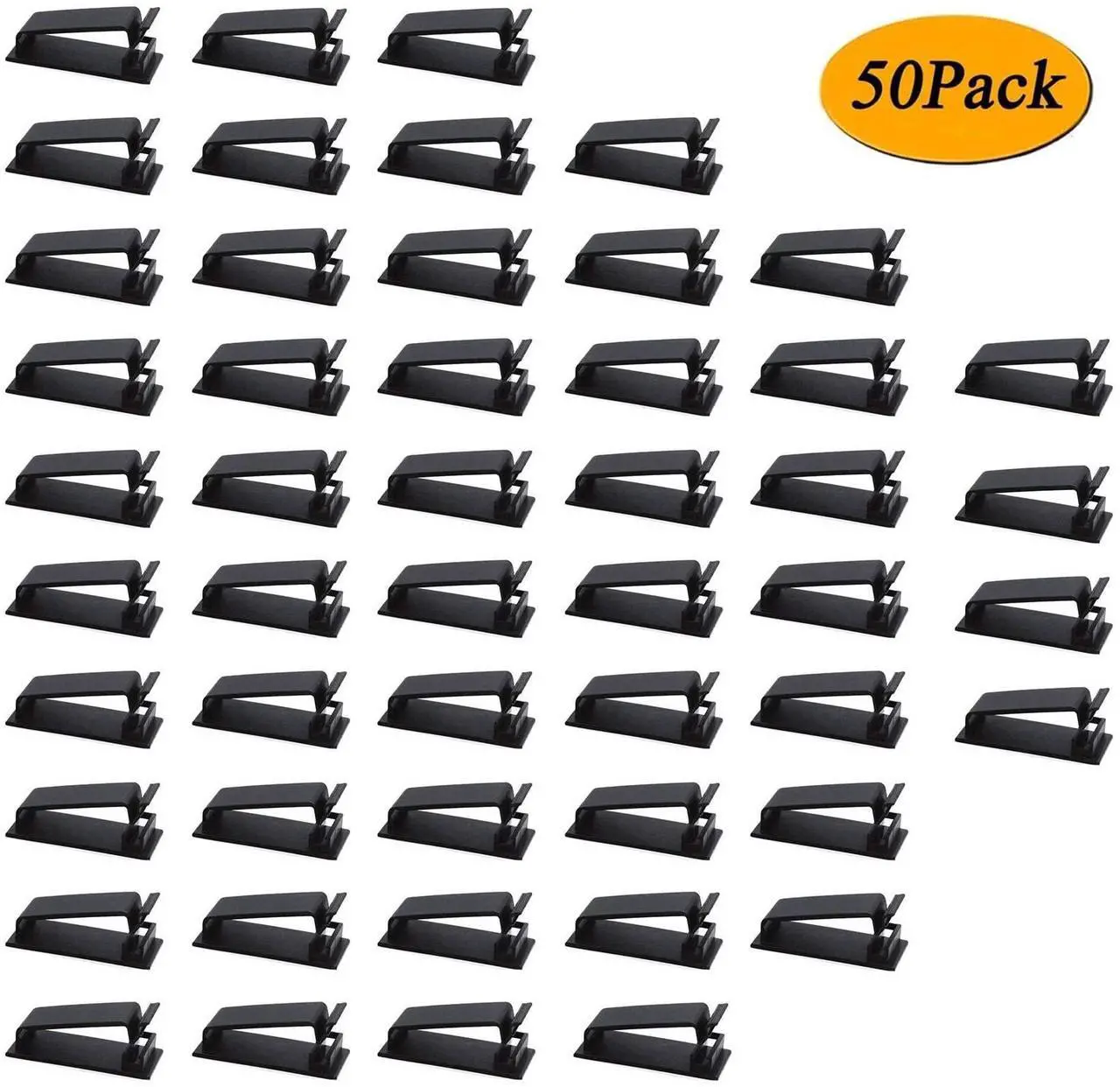 Alt view image 2 of 7 - Bailink 50Pcs Self Adhesive Cable Management Clips, Cable Organizers Wire Clips Cord Holder for TV PC Ethernet Cable Under Desk Home Office - Black, come with a storage box