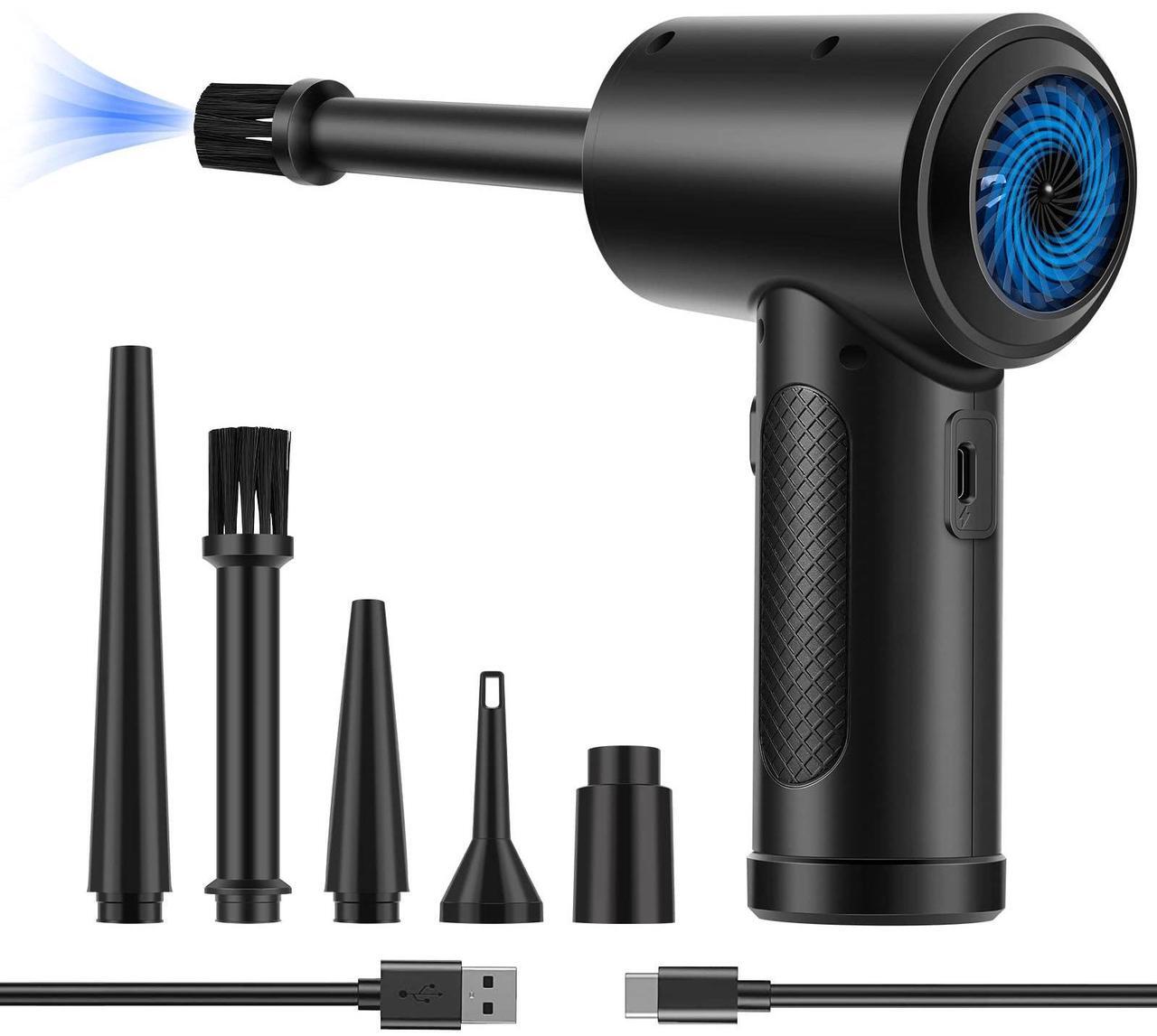 Main image of Updated Compressed Air Duster, 3-Gear to 51000RPM Electric Air Duster Portable Air Blower with LED Light, 6000mAhRechargeable Cordless Air Duster for Computer Keyboard Fast Charge(Black)
