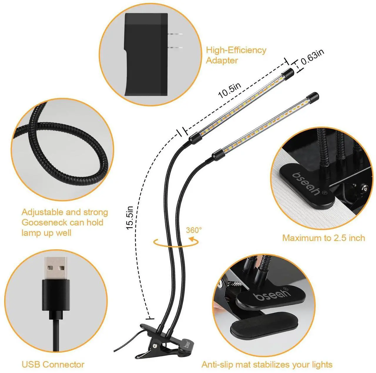 Alt view image 7 of 7 - Bailink Grow Light Plant Lights for Indoor Plants, Full Spectrum Plant Grow Lights, 10 Dimmable Levels Auto ON & Off with 3/9/12H Timer