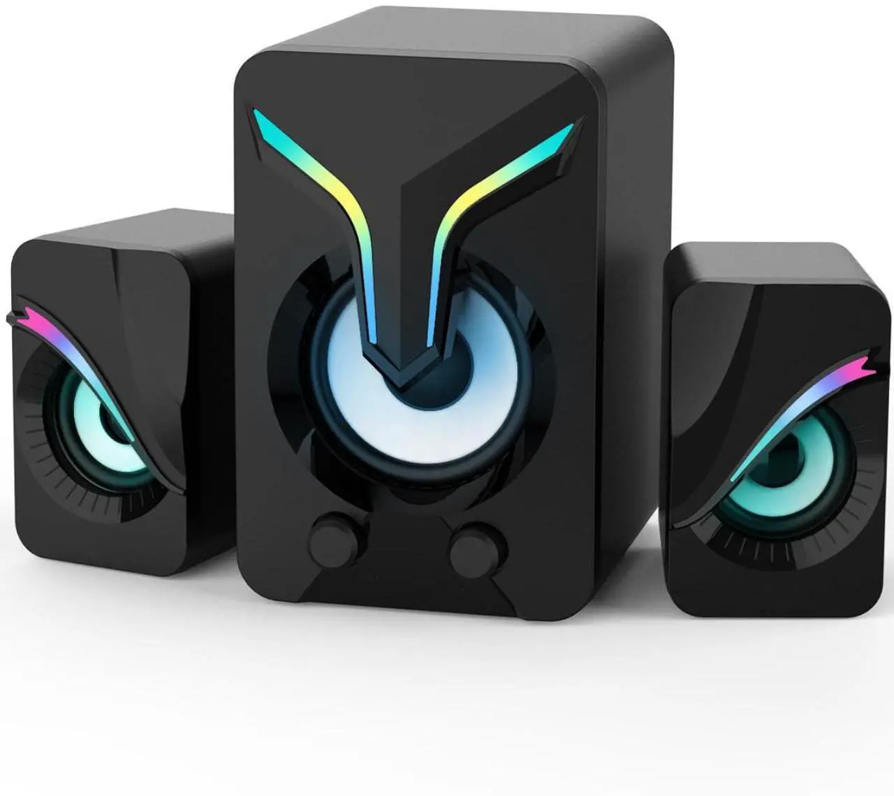 Main image of High Performan Computer Speaker, Mini PC Speakers with Subwoofer, 2.1 Desktop Speaker with RGB Lights, USB Powered, Stereo Sound, Gaming Speaker with 3.5mm Aux Cable for Monitor/Laptop/Tablet