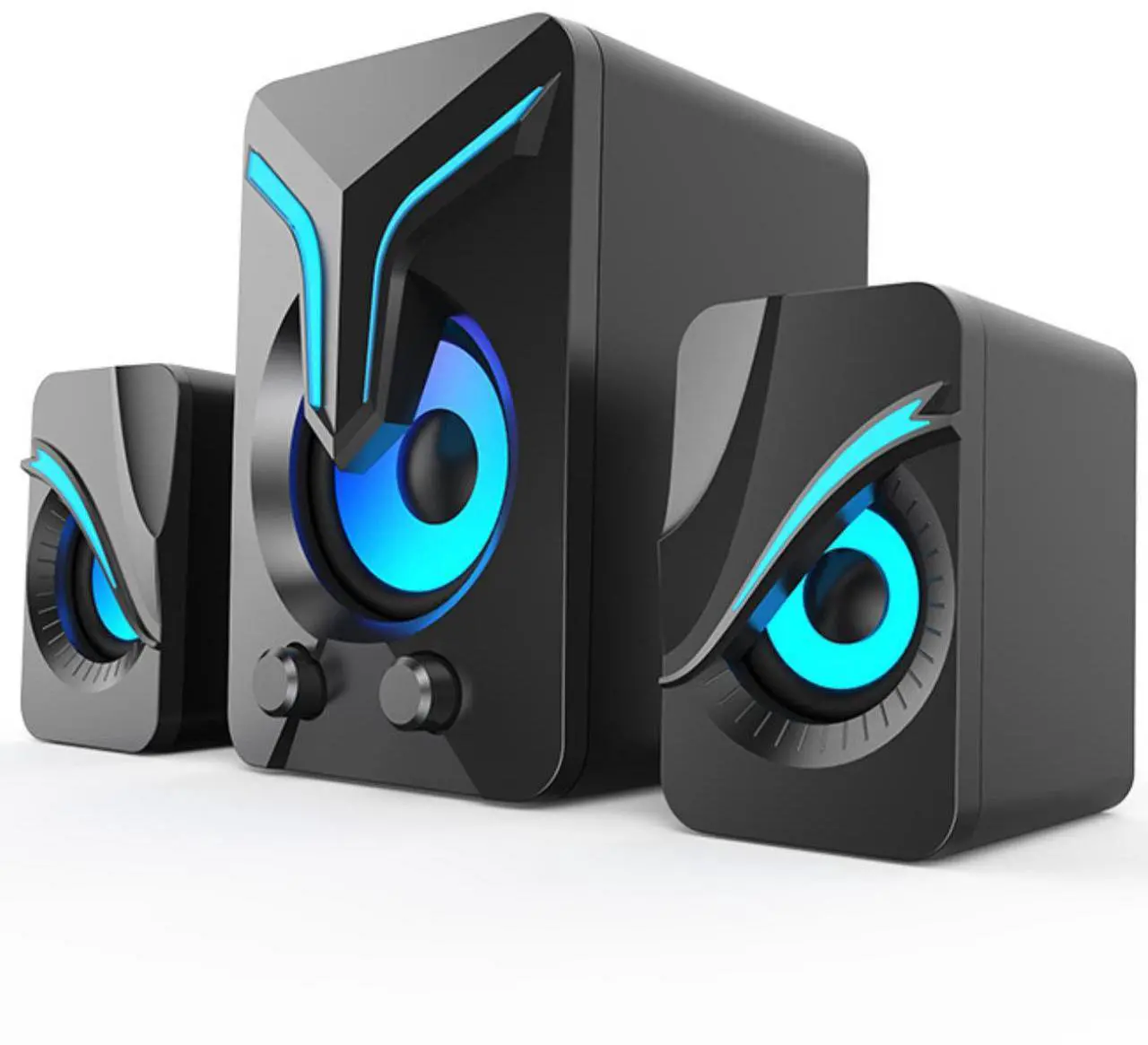 Alt view image 2 of 7 - High Performan Computer Speaker, Mini PC Speakers with Subwoofer, 2.1 Desktop Speaker with RGB Lights, USB Powered, Stereo Sound, Gaming Speaker with 3.5mm Aux Cable for Monitor/Laptop/Tablet