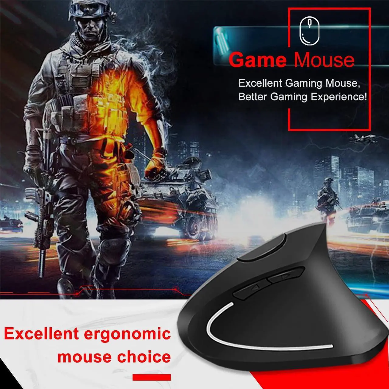 Alt view image 3 of 7 - Bailink Ergonomic Mouse, Rechargeable Wireless Mouse, 2.4GHz Rechargeable Wireless Vertical Optical Mice with USB Receiver, 6 Buttons for Laptop, PC, Computer Black