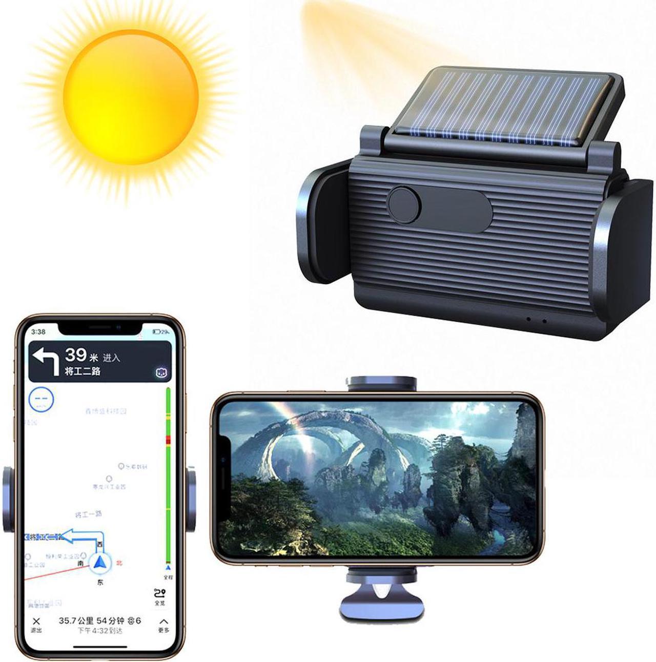 WIILGN Solar Car Phone Holder Auto Open One Touch Air Vent Clip Holder Universal Vehicle Cell Phone Mount Hands Free Cradle 360° Rotation for iPhone Smartphone