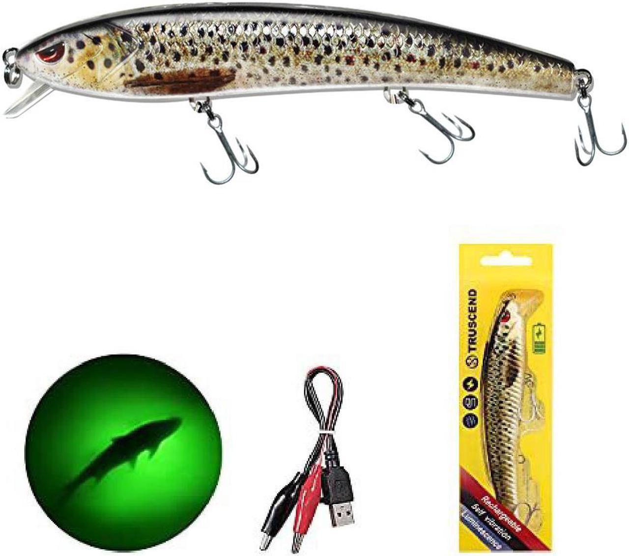 WIILGN Electric Fishing Lures for Bass, Vibration Bionic Twitching Robotic Minnow Fishing Bait, Night Light LED Rechargeable Freshwater Swimbait Hard Lures