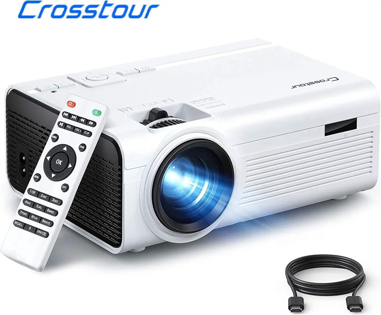 Crosstour P600 Mini Projector Portable Movie Projector Support 1080P Home Theater Projector with 55000 Hrs LCD Lamp Life