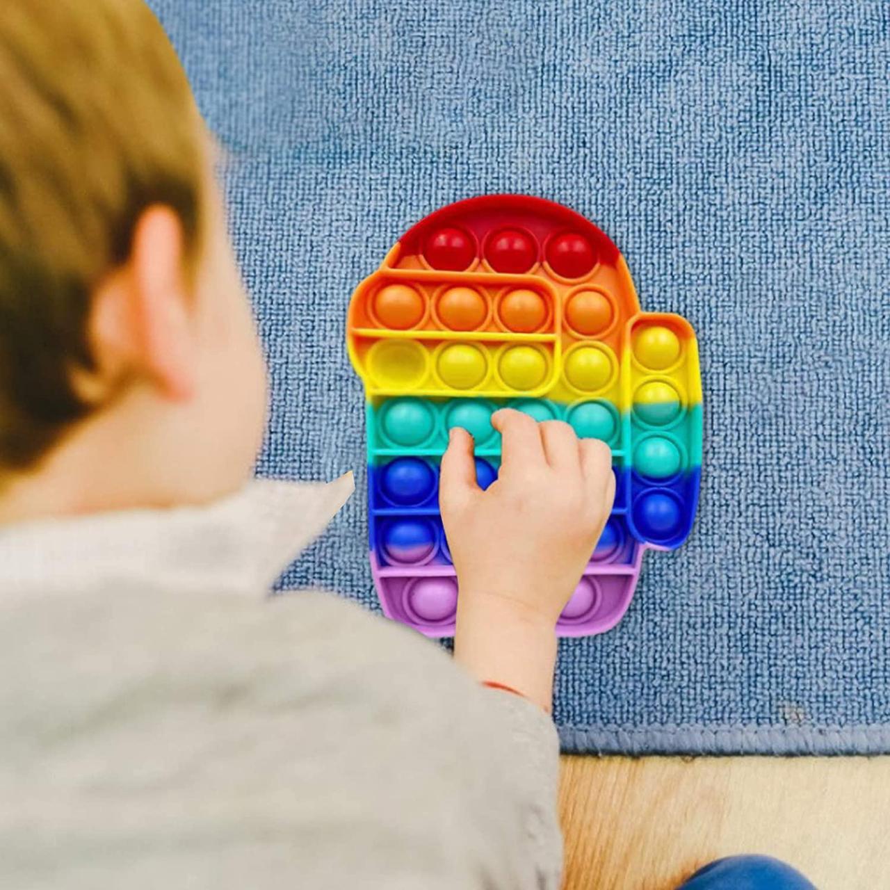 Alt view image 3 of 6 - Among US Rainbow Pop-it Fidget Sensory Toy, Among US Popper Fidget Toys, Push & Pop Bubble Special Needs Stress Reliever Silicone - Popular Relaxing Game (Among US)
