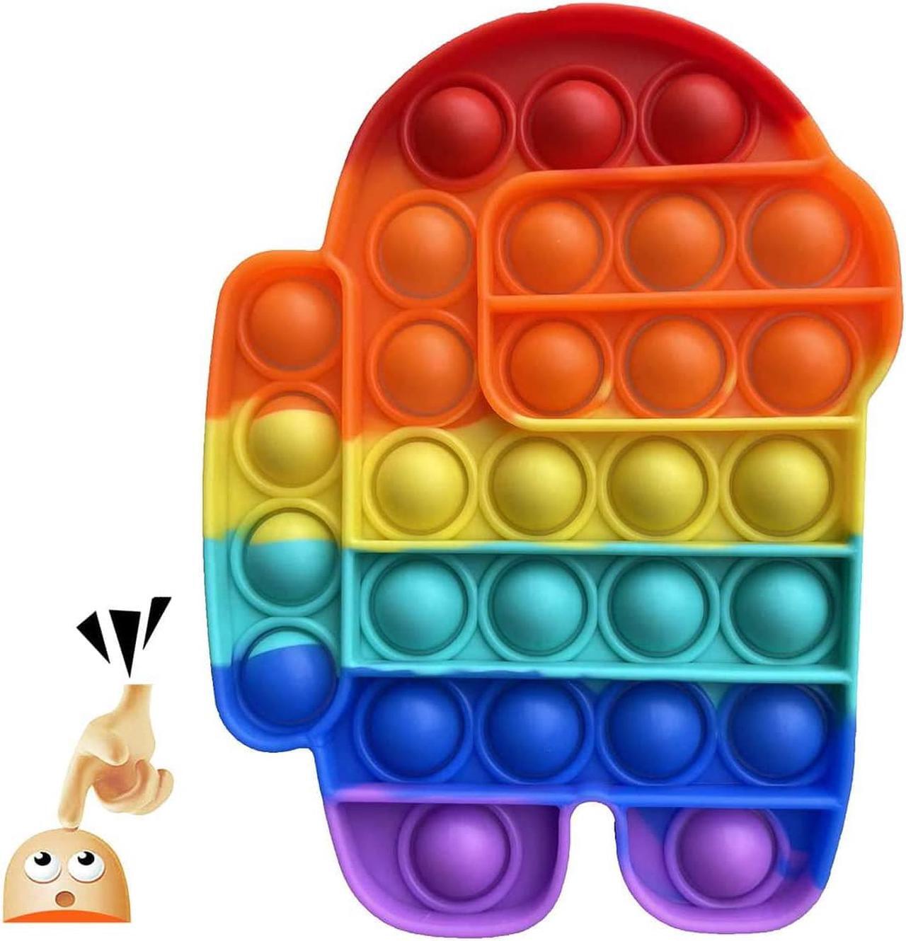 Alt view image 6 of 6 - Among US Rainbow Pop-it Fidget Sensory Toy, Among US Popper Fidget Toys, Push & Pop Bubble Special Needs Stress Reliever Silicone - Popular Relaxing Game (Among US)