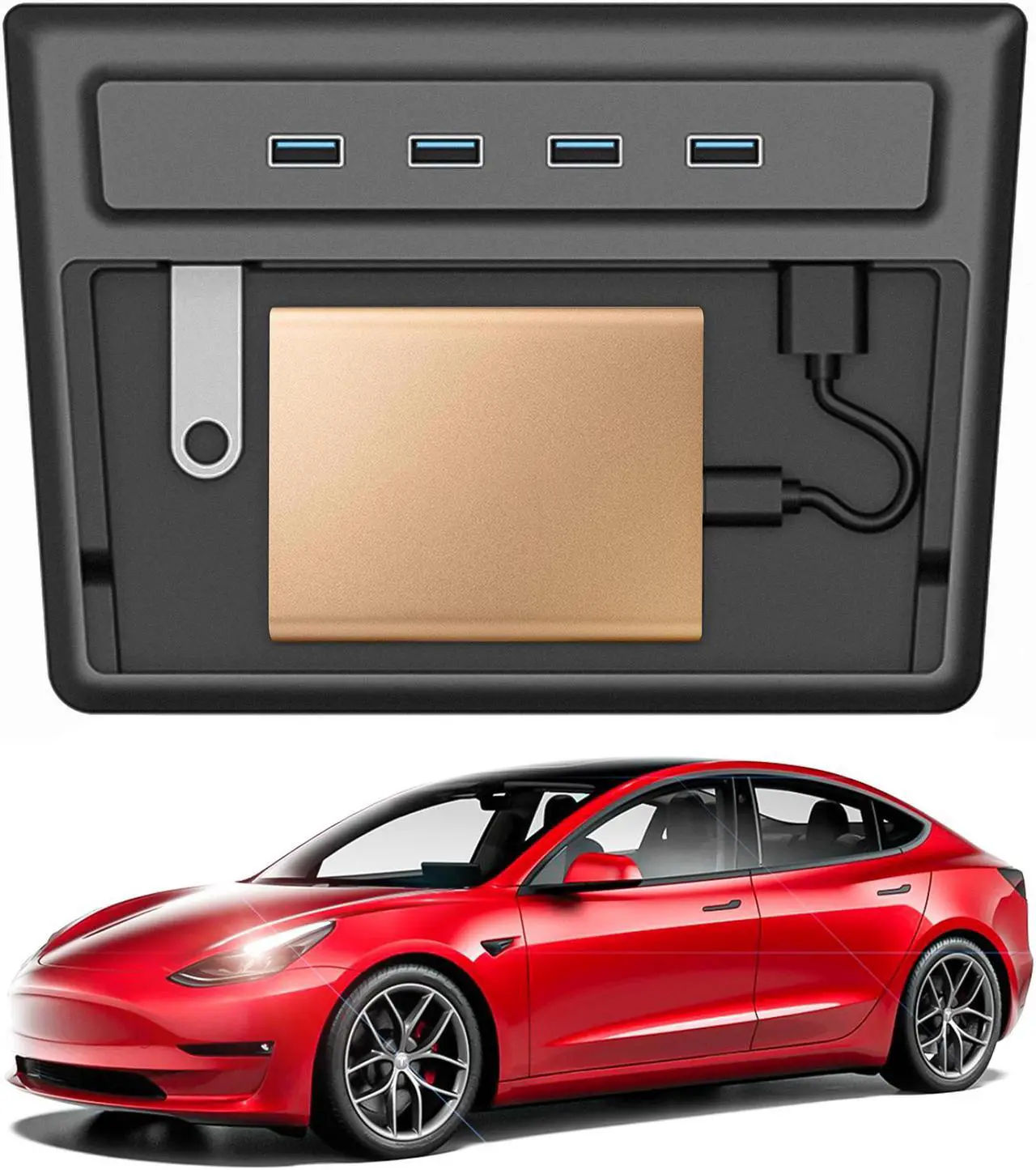Main image of Tesla Model 3 USB Hub 6 in 1 Ports, Dashcam and Sentry Mode Viewer USB Hub dongle USB Tesla M3 Accessories, Custom Designed for Tesla Model 3 (Before June 2020 Produce) (NOT for Model Y)