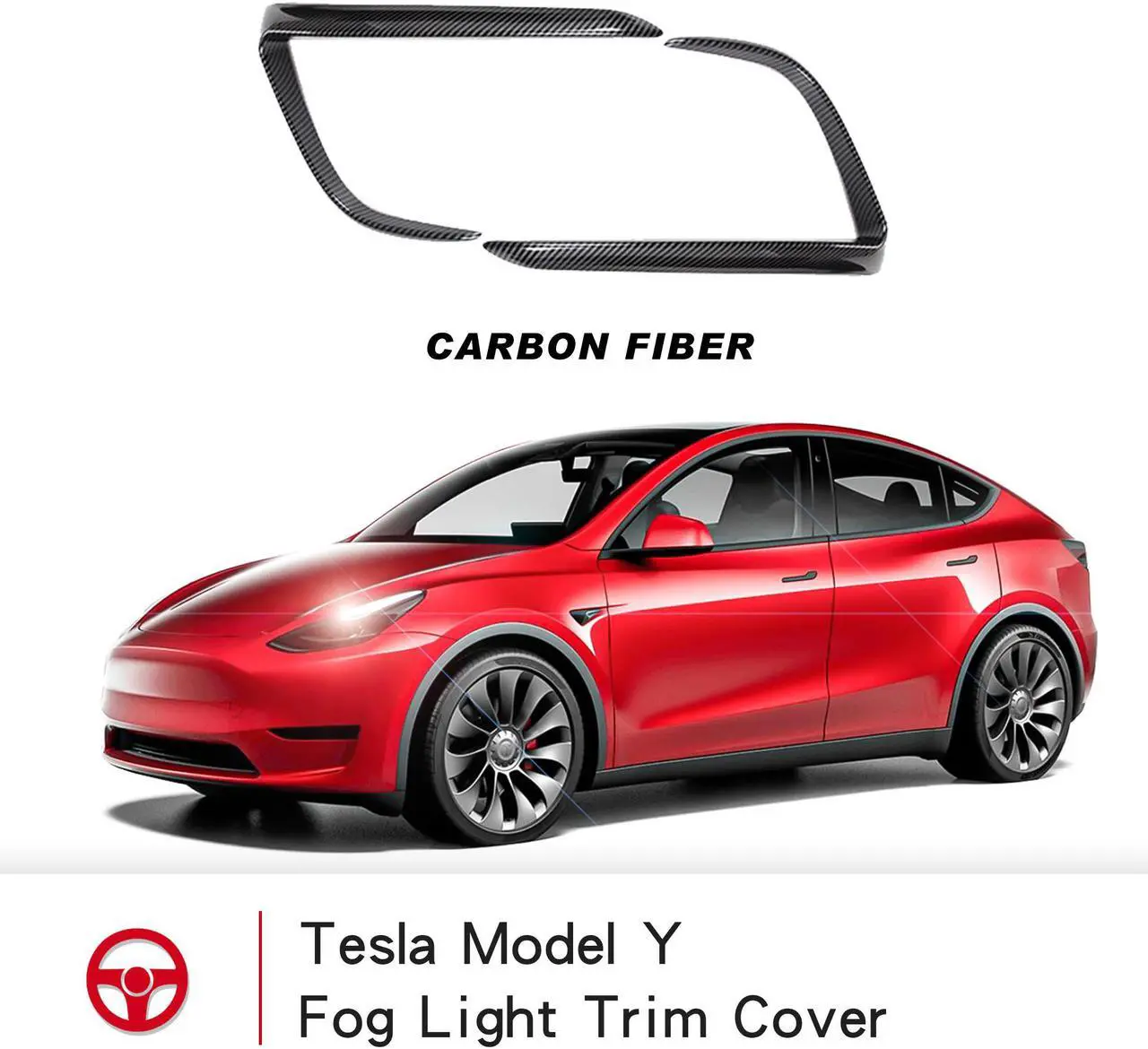 Alt view image 7 of 7 - Tesla Model 3 Front Fog Light Trim Cover Fog Lamp Frame Blade Trim Eyebrow Spoiler Accessories for 2017 2018 2019 2020 2021 Model 3(Glossy Carbon Fiber)