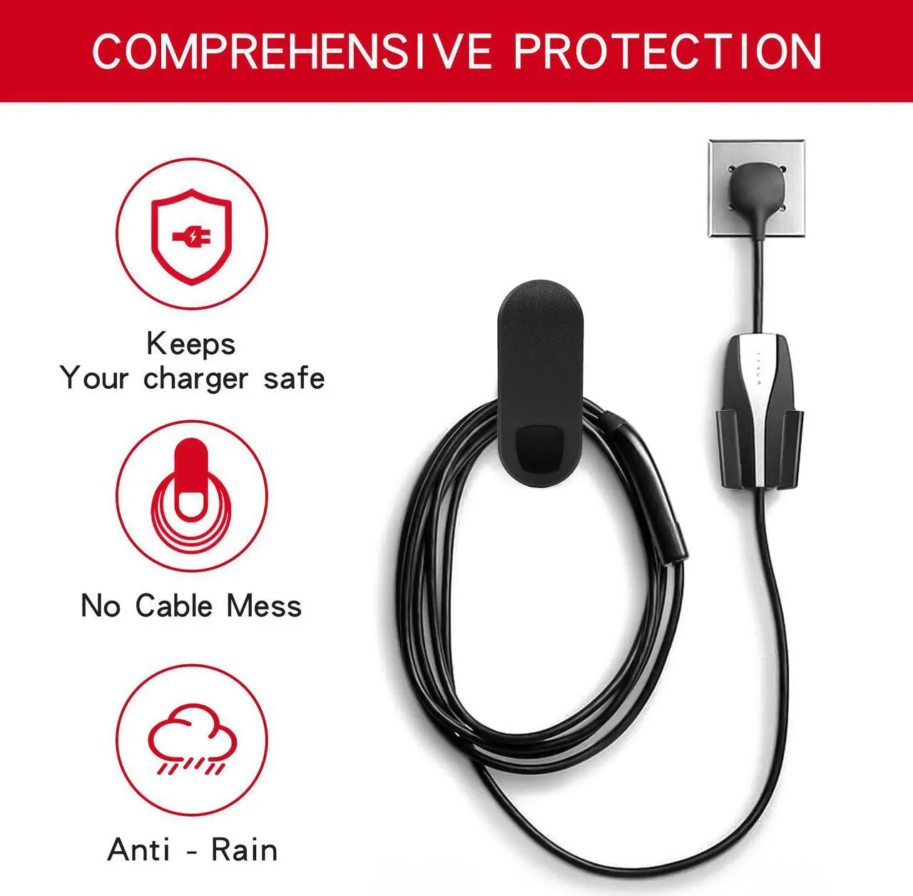 Alt view image 2 of 7 - Tesla Charging Cable Organizer,Wall Mount Connector Bracket Charger Holder Adapter for Model 3/Y/X/S