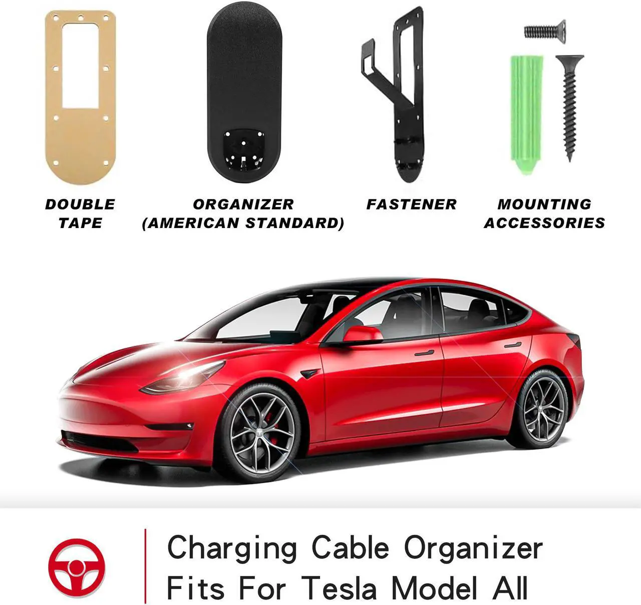 Alt view image 4 of 7 - Tesla Charging Cable Organizer,Wall Mount Connector Bracket Charger Holder Adapter for Model 3/Y/X/S