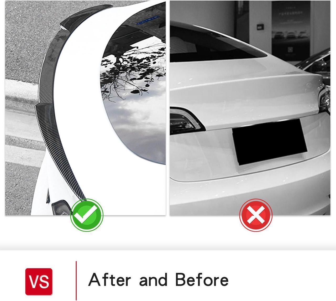 Alt view image 6 of 7 - Tesla Model Y Spoiler Wing Performance Rear Trunk Lip Tail Lid for Tesla Model Y Accessories (Glossy Carbon Fiber)