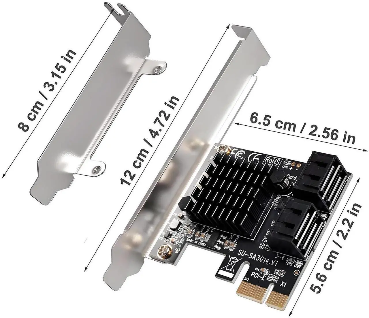 Alt view image 3 of 7 - Ziyituod PCIe SATA Card 4 Ports with 4 SATA Cables, SATA 3.0 Controller Expansion Card with Low Profile Bracket, PCI-E X1 3.0 Gen3 (6Gbps) Boot as System Disk, Non Raid, Support 4 SATA 3.0 Devices