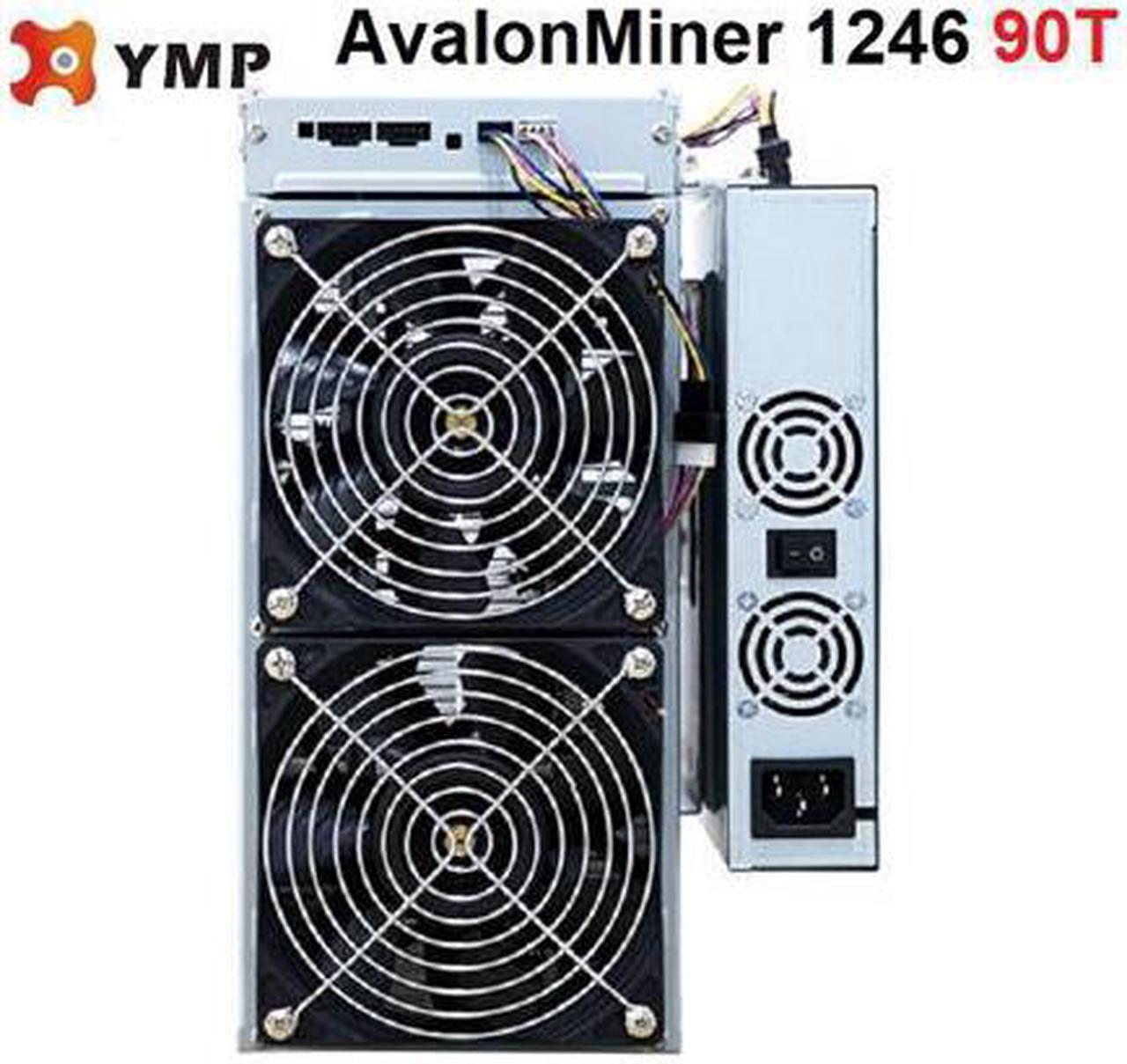 Avalon Miner 1246 Canaan mining SHA-256 algorithm with a maximum hashrate of 90Th/s for a power consumption of 3420W