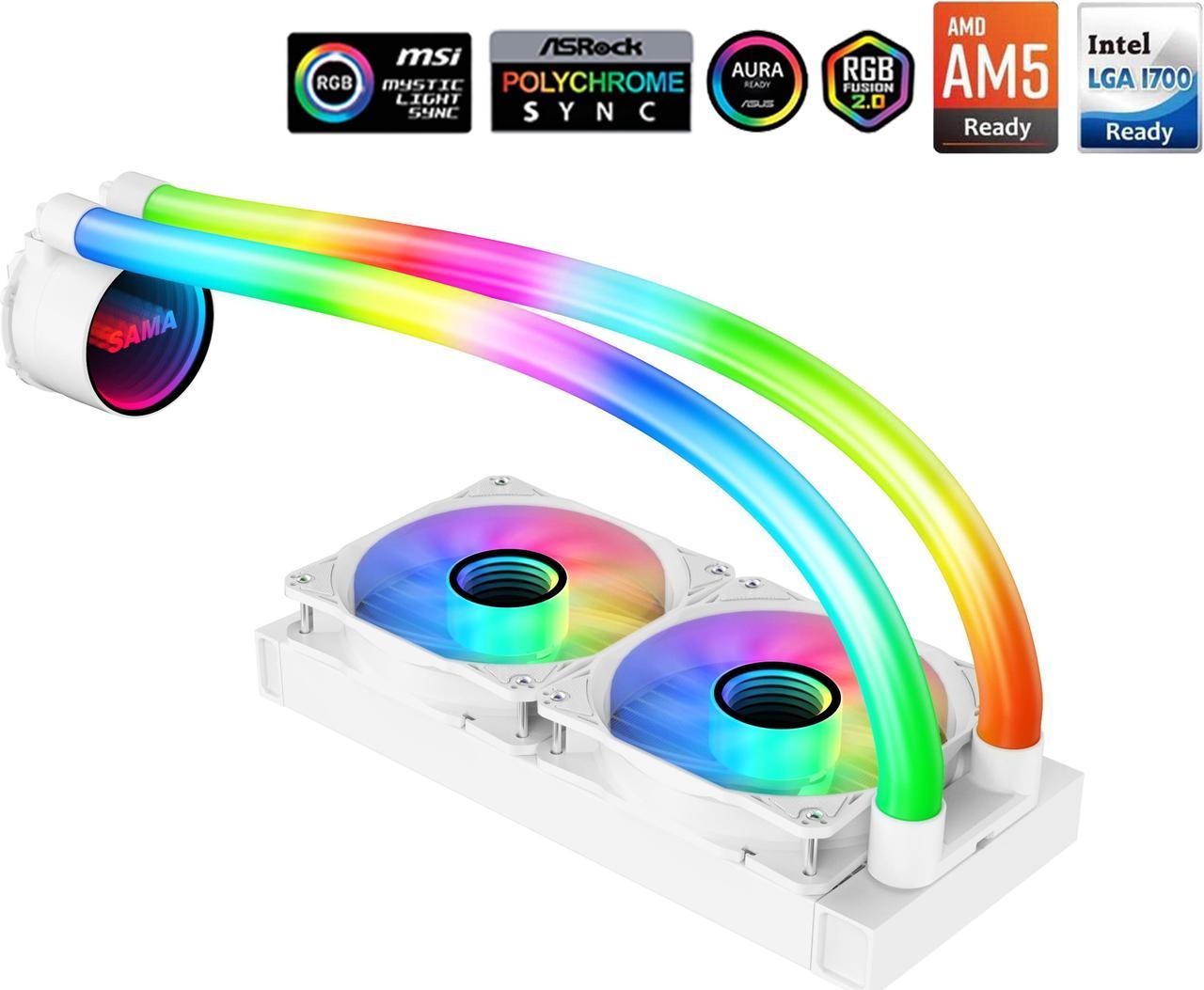 SAMA 240mm Cpu Liquid Cooler ARGB 240 AIO With Infinity Mirror Aluminum PC Radiator Water Cooler PWM Fan for Intel AMD White