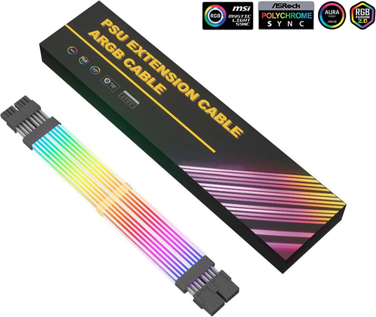 SAMA 2*8PIN Addressable RGB Power Extension Cable Double Side Lighting Mode for CPU PCIE ATX/Matx Case PC Computer Black