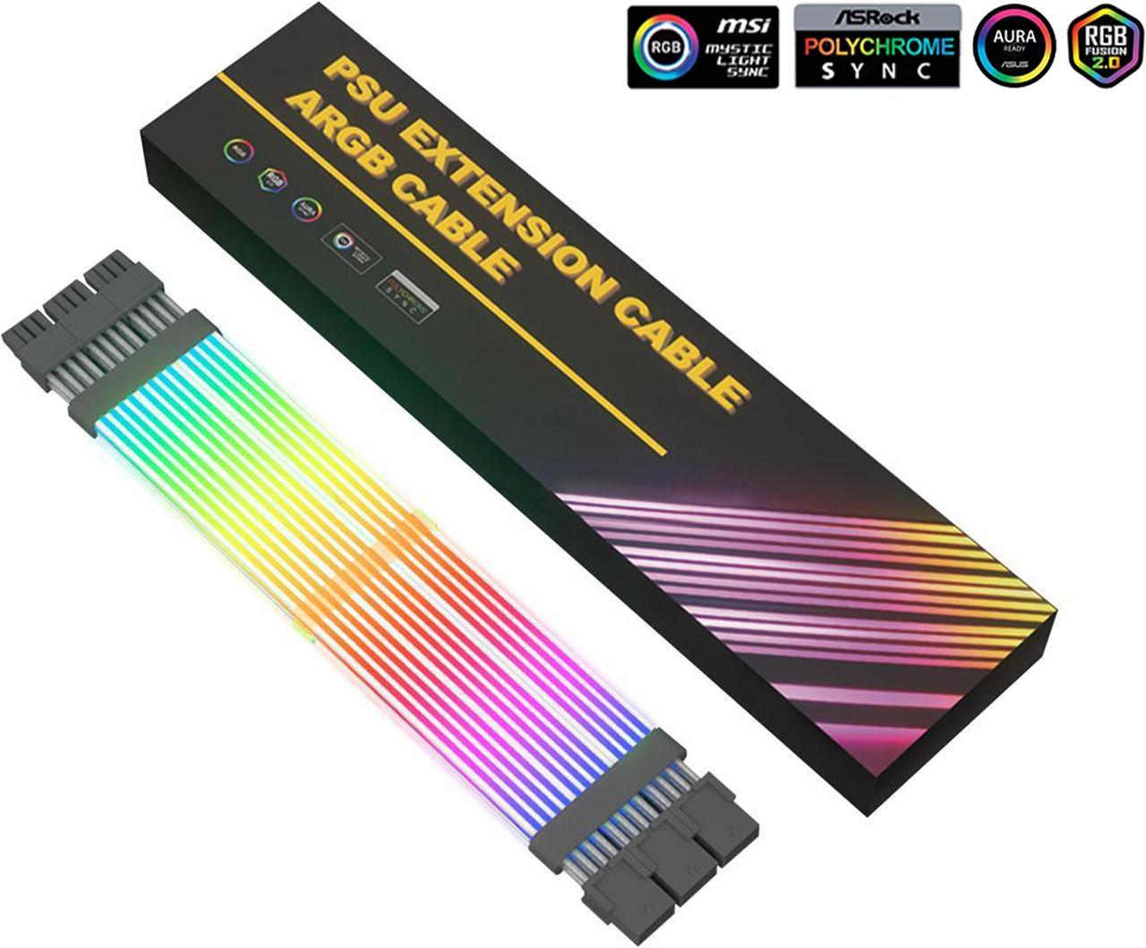 SAMA 3*8PIN Addressable RGB Power Extension Cable Double Side Lighting Mode for PCIE GPU ATX/Matx Case PC Computer Black