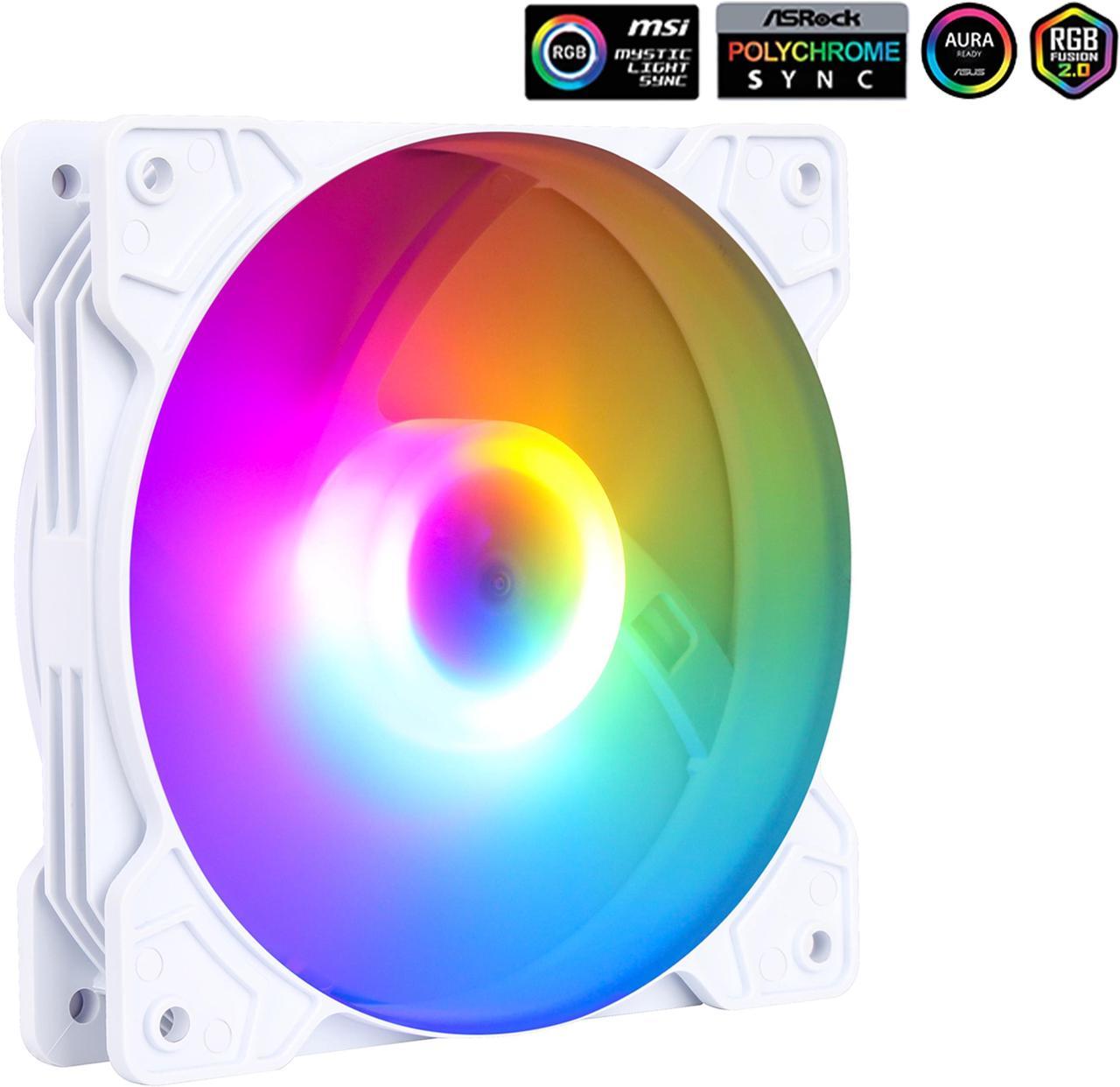 SAMA Fixed RGB PC Case Fan 120mm Fan 12V 5V 3Pin High Performance High Airflow FAN Quiet Edition Computer Case Fan White