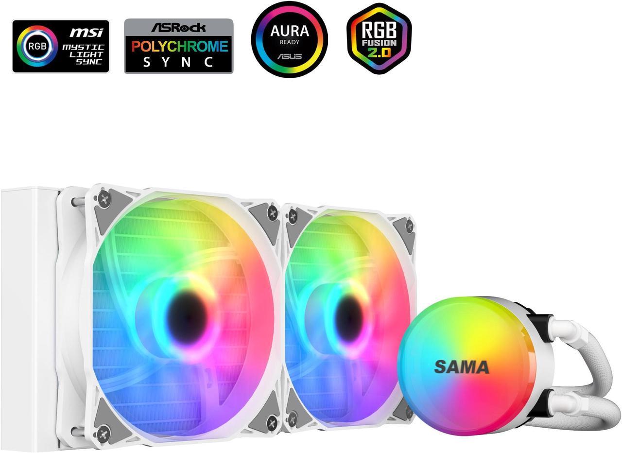 SAMA SI240 White Liquid Cooler 240mm AIO Radiator Addressable RGB PWM Fan CPU cooler for Intel AMD PC Case