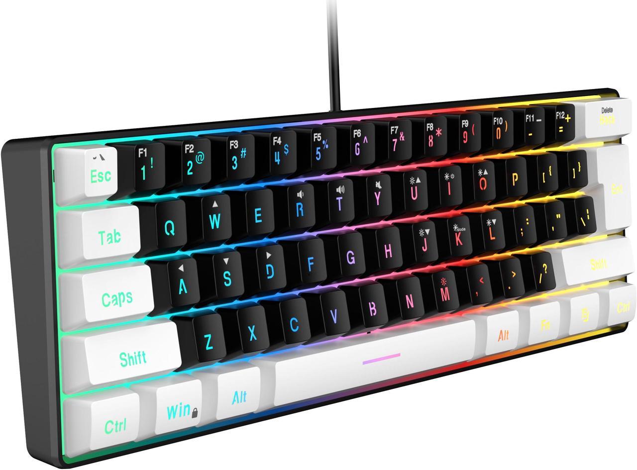 SAMA Wired Keyboard YG91-3 Short Gaming Keyboard Mechanical Feel 61Keys With RGB Backlit for Computer/Laptop/Desktop/Note/Mac Black