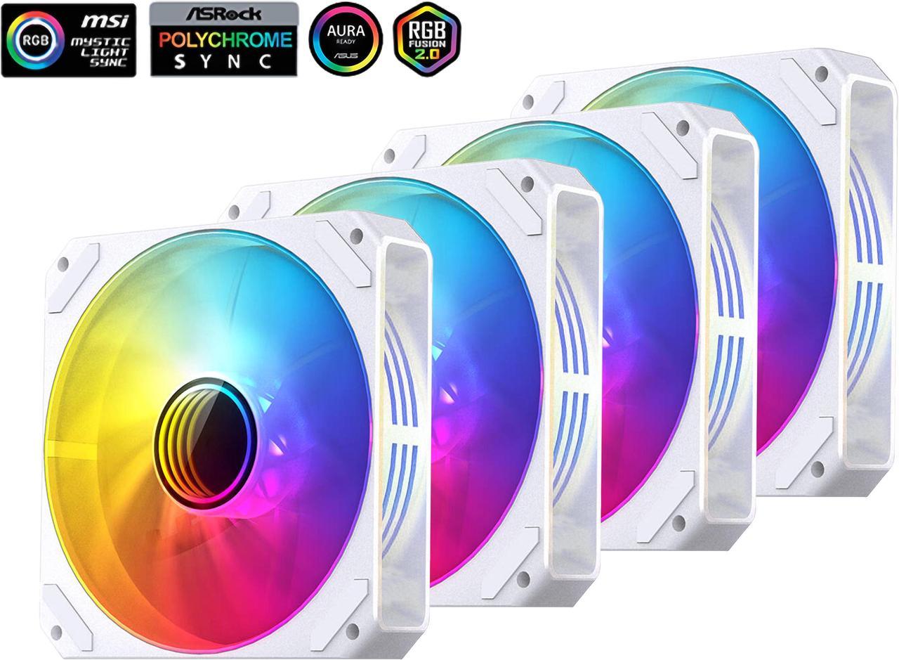 SAMA YH120-4 High Performance Addressable RGB Computer Cooling PC Case Fan 120mm White ARGB, High Airflow Low Noise