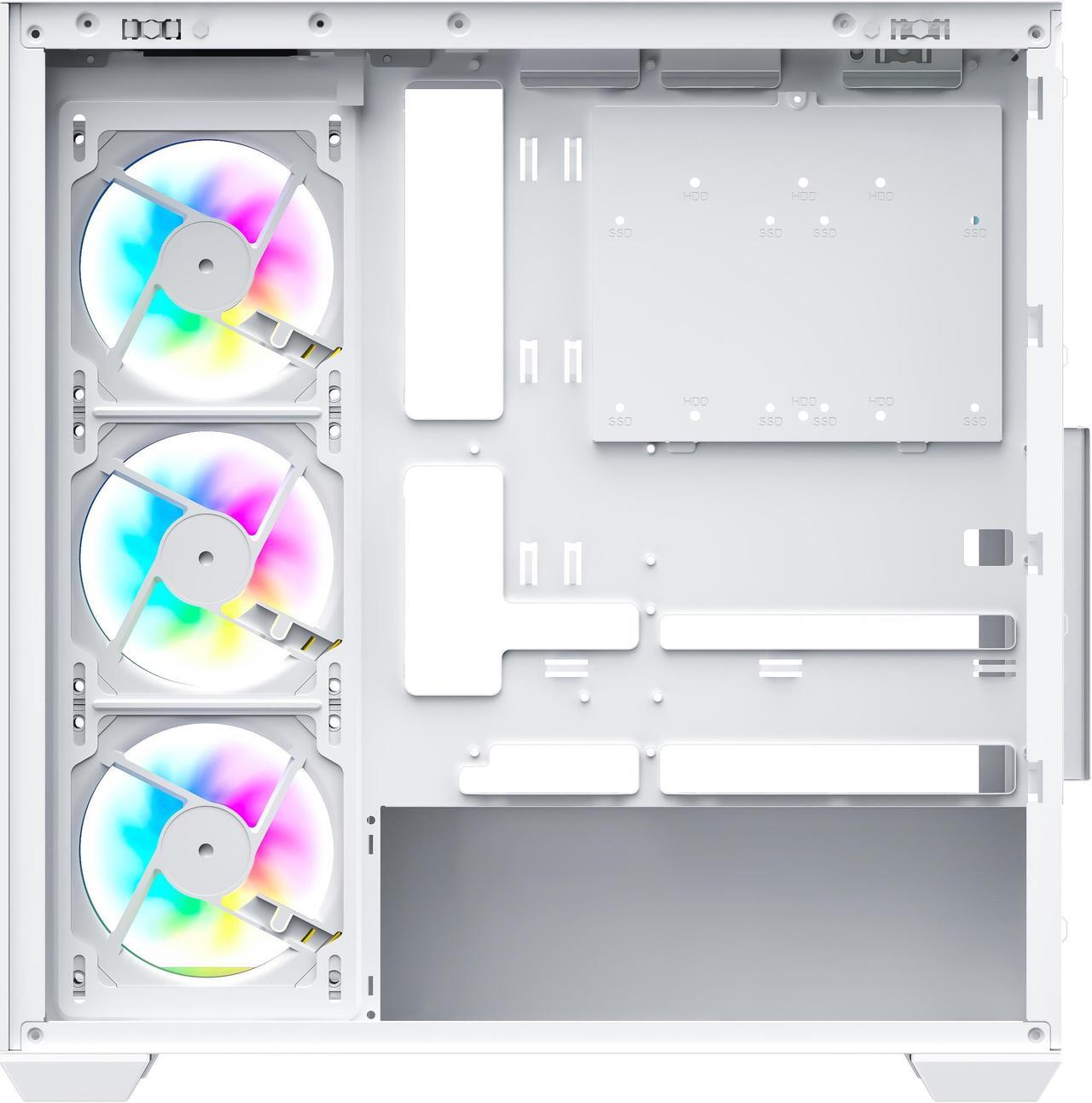 Alt view image 7 of 7 - SAMA SV01 Mid Tower ATX Gaming PC Computer Case White, 4 Addressable RGB Fans Pre-Installed, Tempered Glass Side Panel, Back Plug Motherboard Design