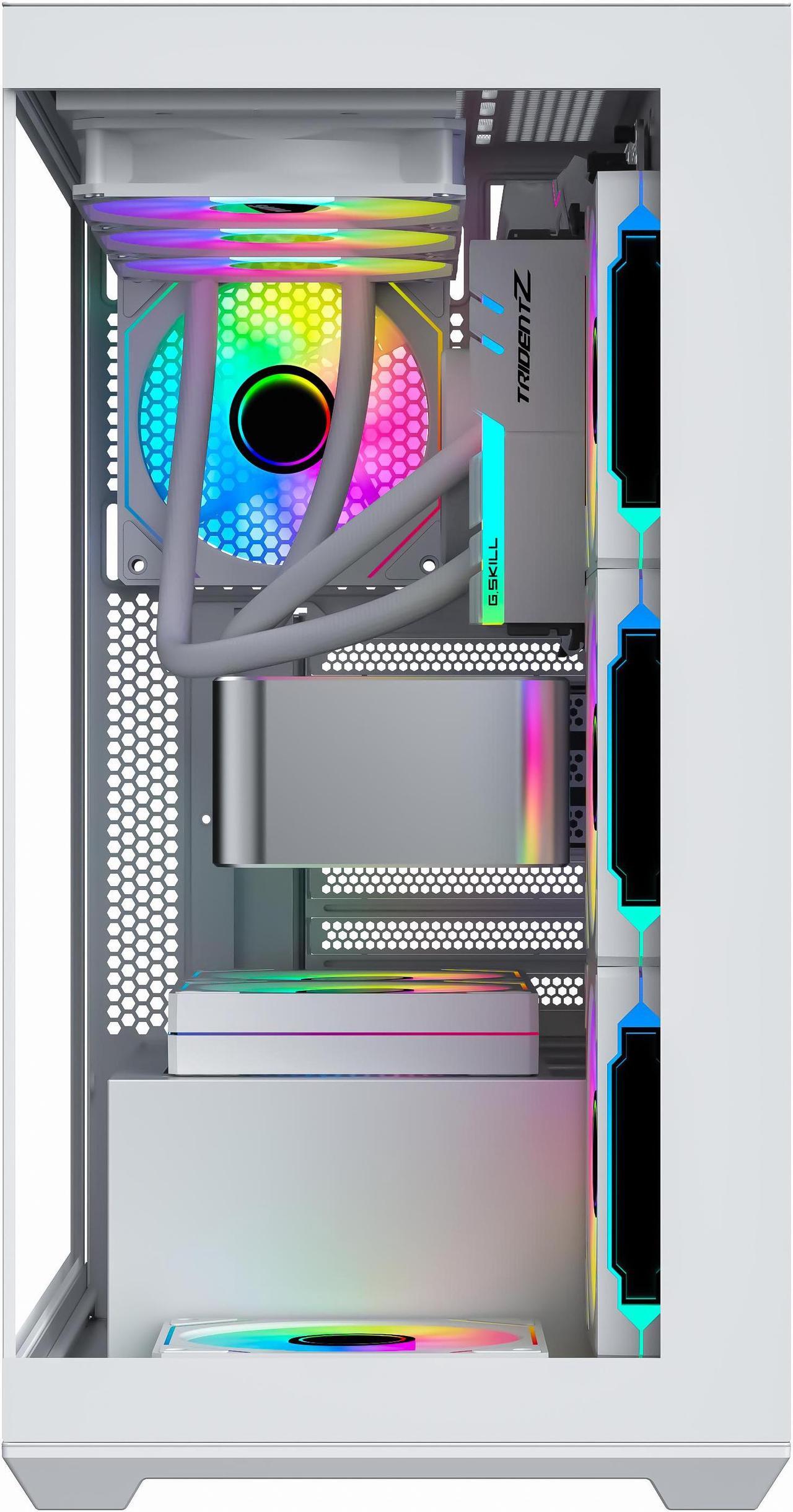 Alt view image 3 of 7 - SAMA SV01 Mid Tower ATX Gaming PC Computer Case White, 4 Addressable RGB Fans Pre-Installed, Tempered Glass Side Panel, Back Plug Motherboard Design