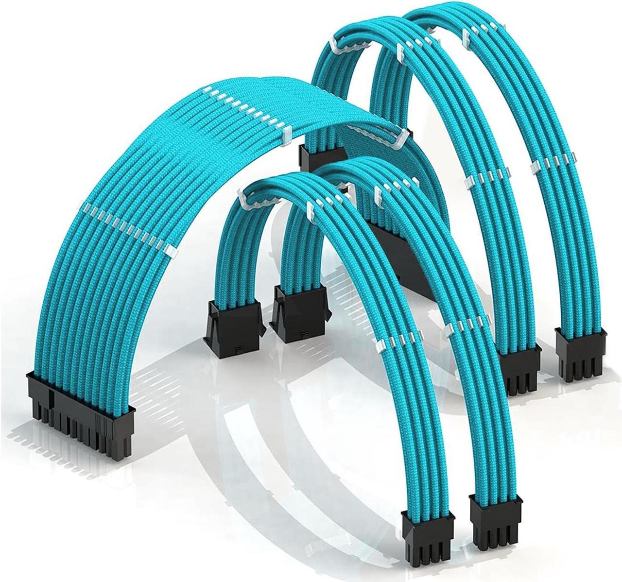 SAMA 5Pcs  Extension Cable Male To Female 24PIN Motherboard 4+4Pinx2 CPU EPS 6+2Pinx2 GPU PCI-E Cable 300mm Extension Kit Light Blue