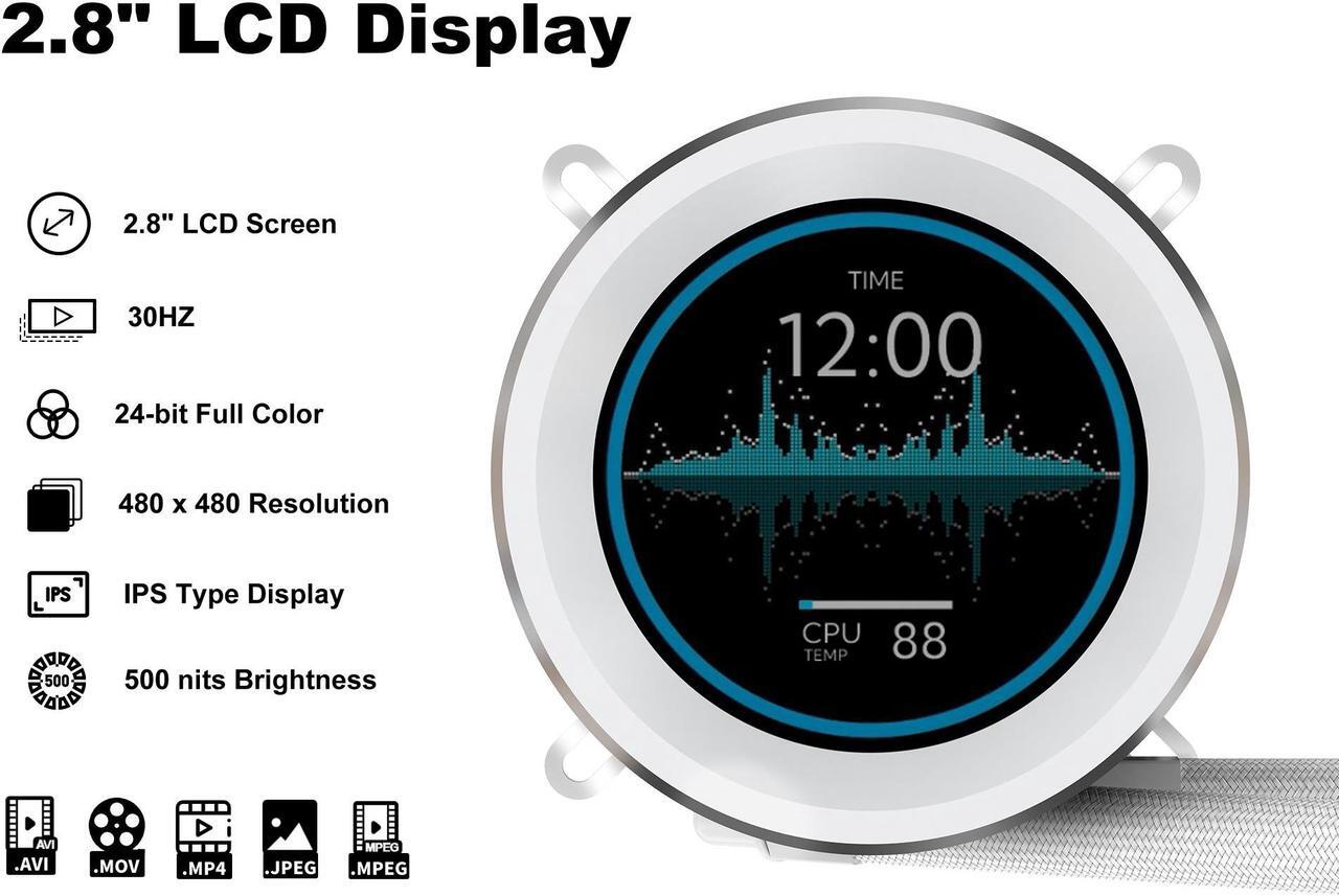 Alt view image 3 of 7 - SAMA SM360 PRO AIO 360mm Liquid Cooler 2.8 inch Screen LCD Display CPU Cooler , Gaming Computer PC Cooler with 3 ARGB PWM Silent Fans