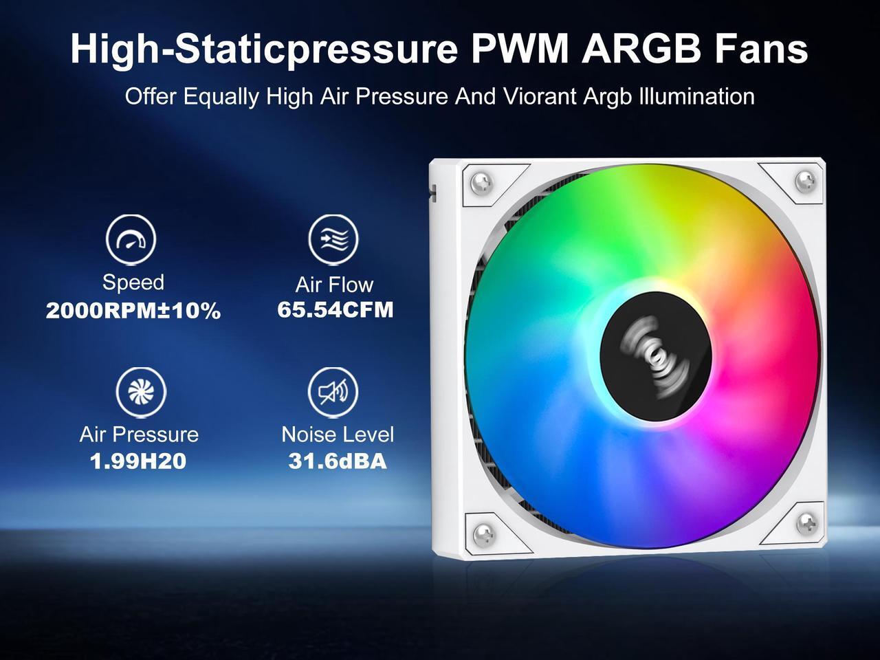 Alt view image 5 of 7 - SAMA SM360 PRO AIO 360mm Liquid Cooler 2.8 inch Screen LCD Display CPU Cooler , Gaming Computer PC Cooler with 3 ARGB PWM Silent Fans