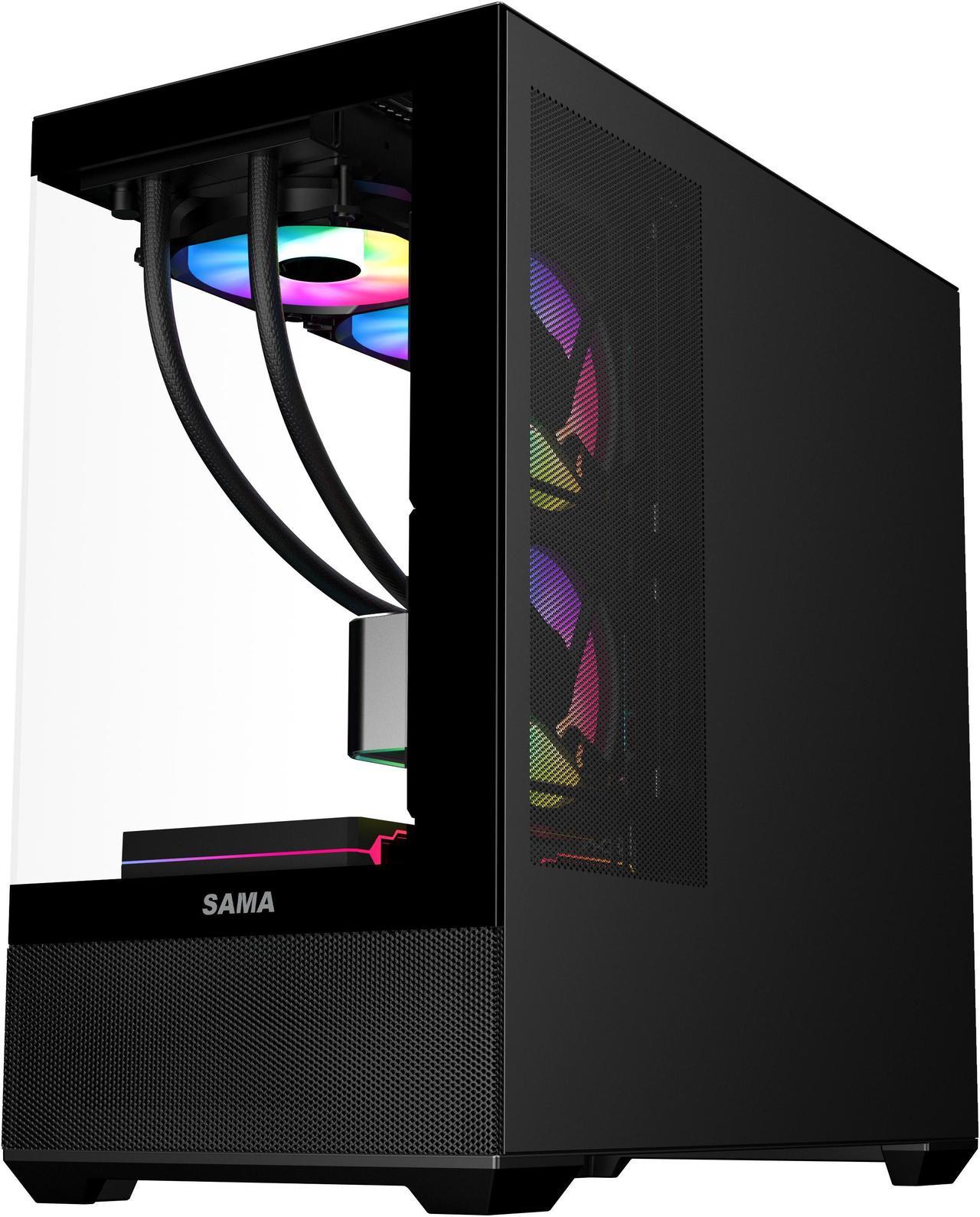 Alt view image 7 of 7 - SAMA SV02 ATX Computer Gaming PC Case Mid Tower White with 3 ARGB Fans Pre-Installed, Tempered Glass Transparent Side Panel,BTF Back Plug Motherboard Design