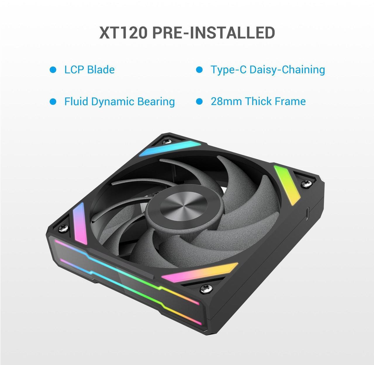 Alt view image 3 of 7 - SAMA Q70 Black CPU Liquid Cooler, 360MM Liquid Water AIO CPU Cooler with 2.8" LCD Display, Magnetic Detachable, XT120 Modular Fans LCP Blade, Bonus Stands, 115X, 2011, 1200, 1700, AM4, AM5 AIO Cooler