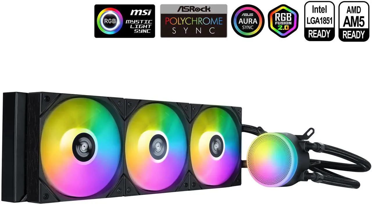 Main image of SAMA L60 CPU Liquid Cooler, AIO Cooler 360mm 4pin PWM Quiet Fans - FDB Bearings ARGB Water Cooling, Black CPU Cooler Compatible LGA 1366/115X/2011/1200/1700 and AM4 AM5