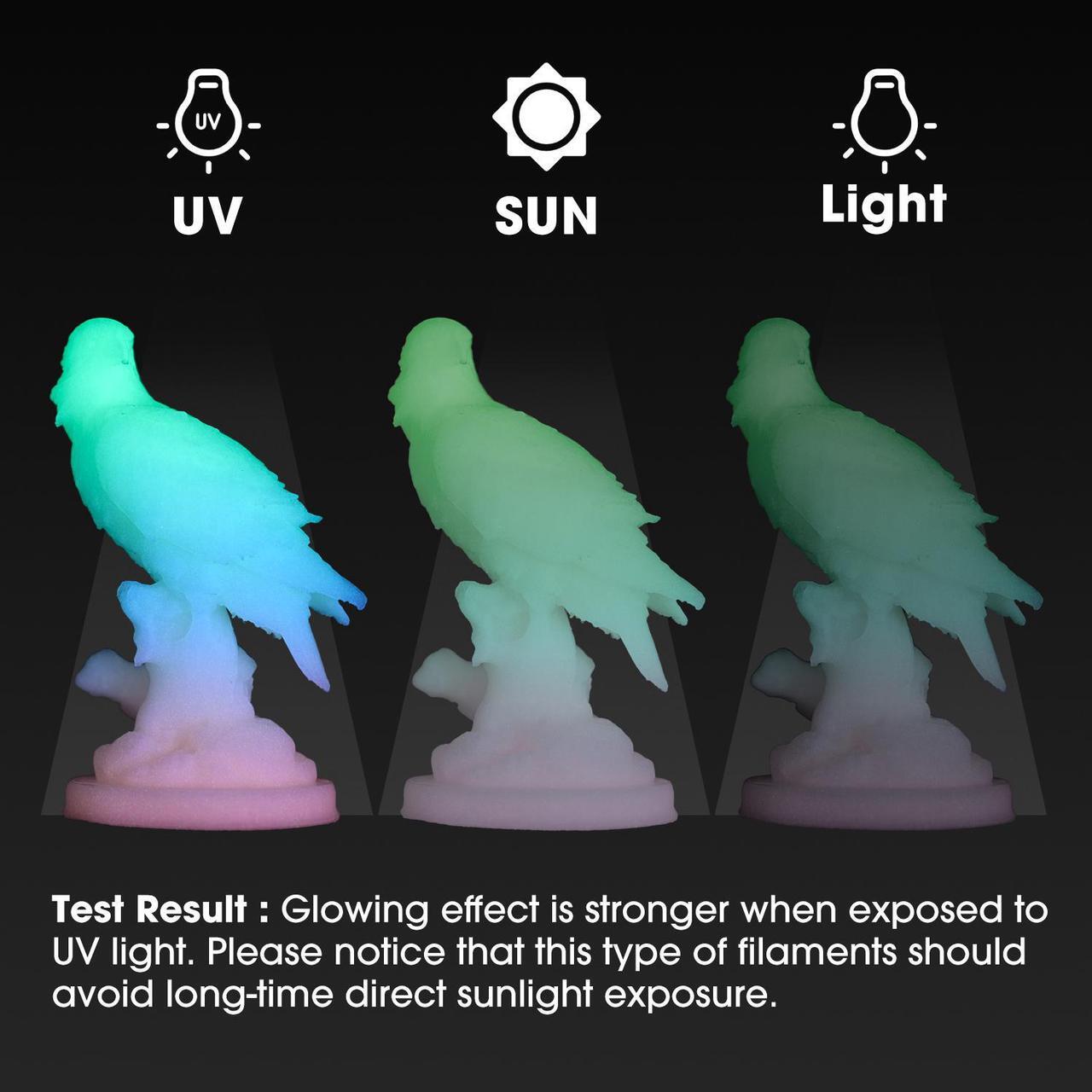 Alt view image 3 of 6 - eSUN Luminous-Rainbow PLA 3D Filament Glow in The Dark Multicolor Changes 1kg