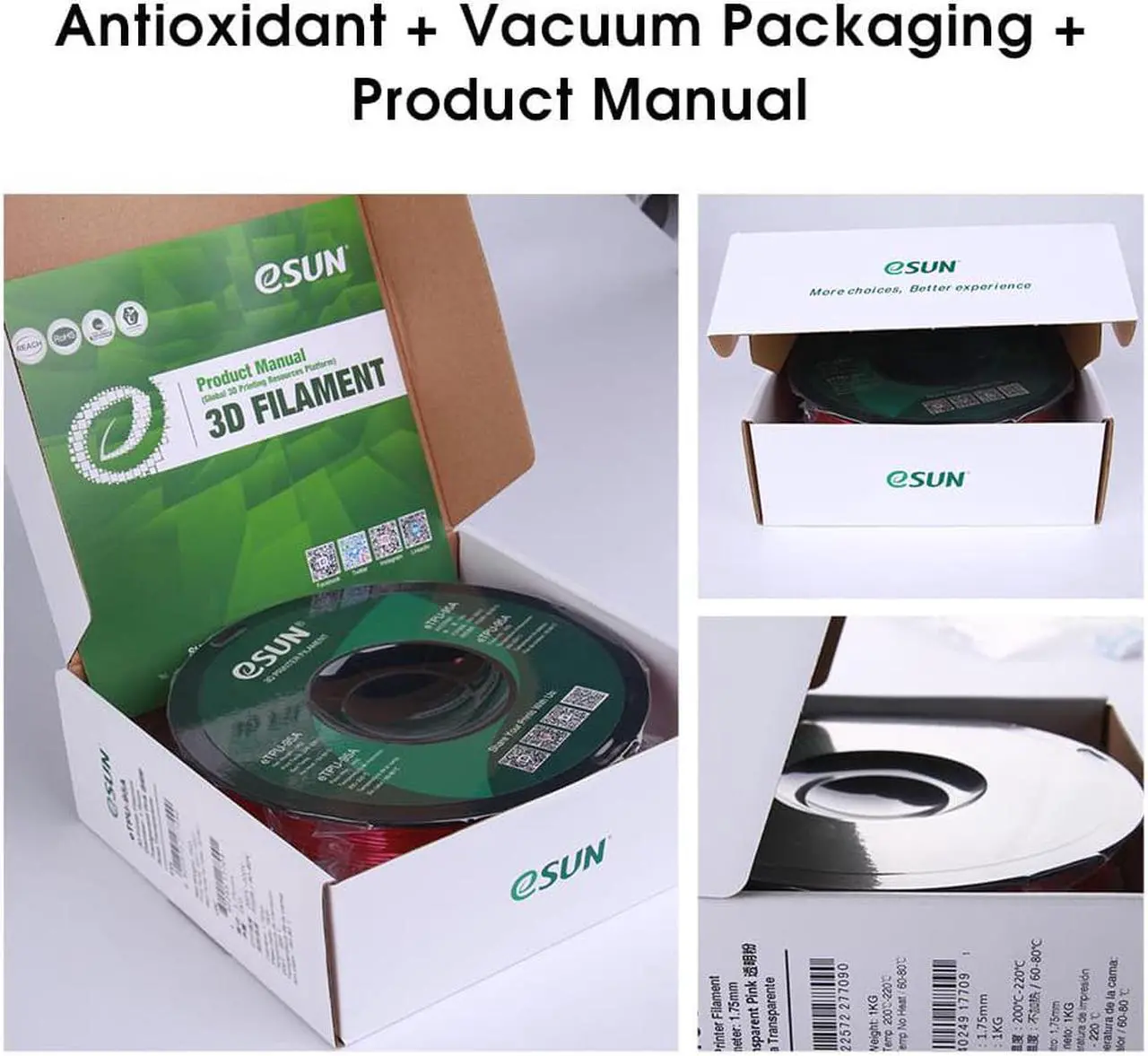 Alt view image 5 of 6 - eSUN -Wholesale- 10 Rolls PLA+ Filament 1.75mm, 3D Printer Filament PLA Plus, Dimensional Accuracy +/- 0.03mm, 1KG Spool (2.2 LBS) 3D Printing Filament for 3D Printers Silver