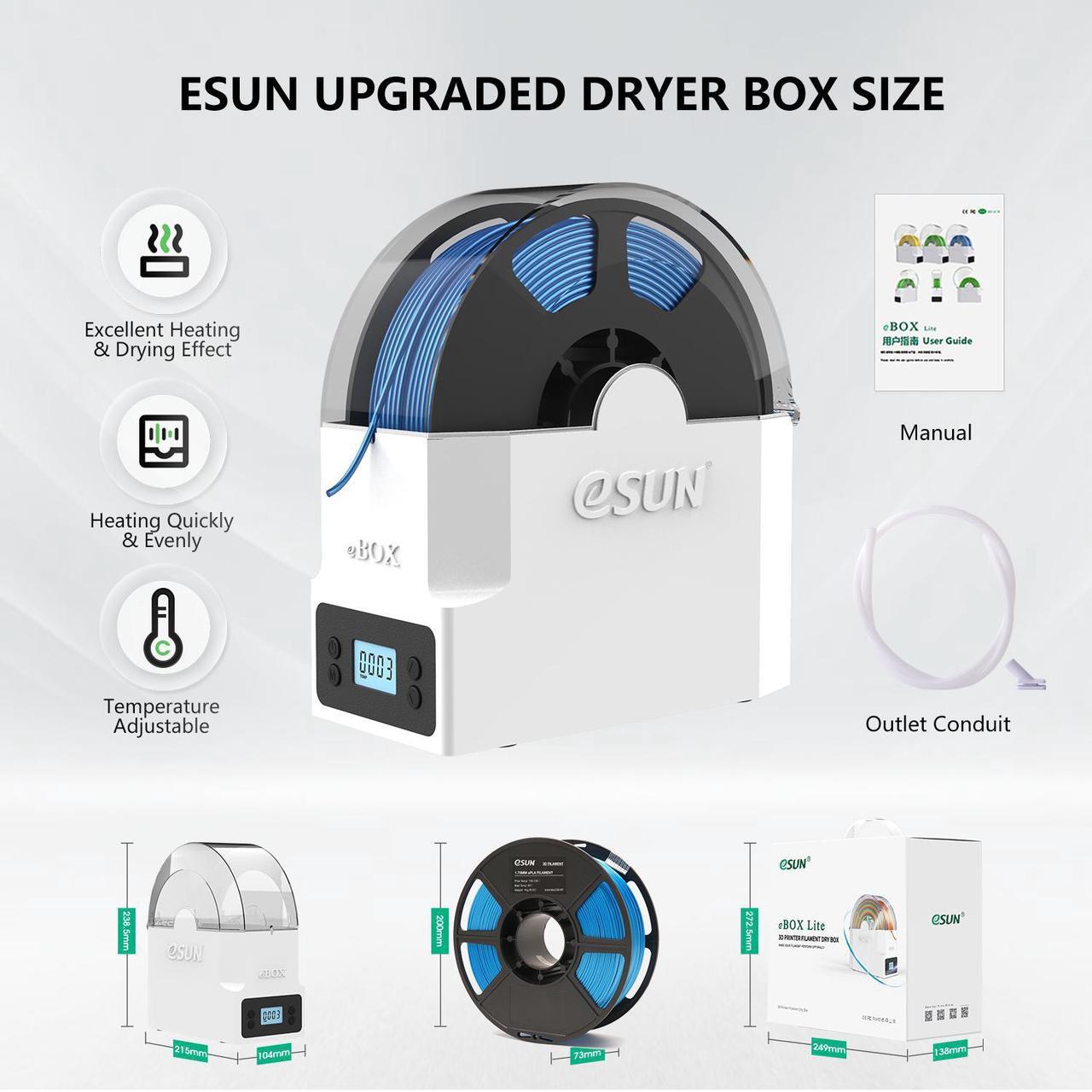 Alt view image 6 of 7 - eSUN eBOX Lite 3D Printer Filament Dryer Box, Dehydrator of Filament Storage Box, Keep Filament Dry During 3D Printing, Filament Spool Holder, Compatible with PLA ABS PETG Silk TPU Filament