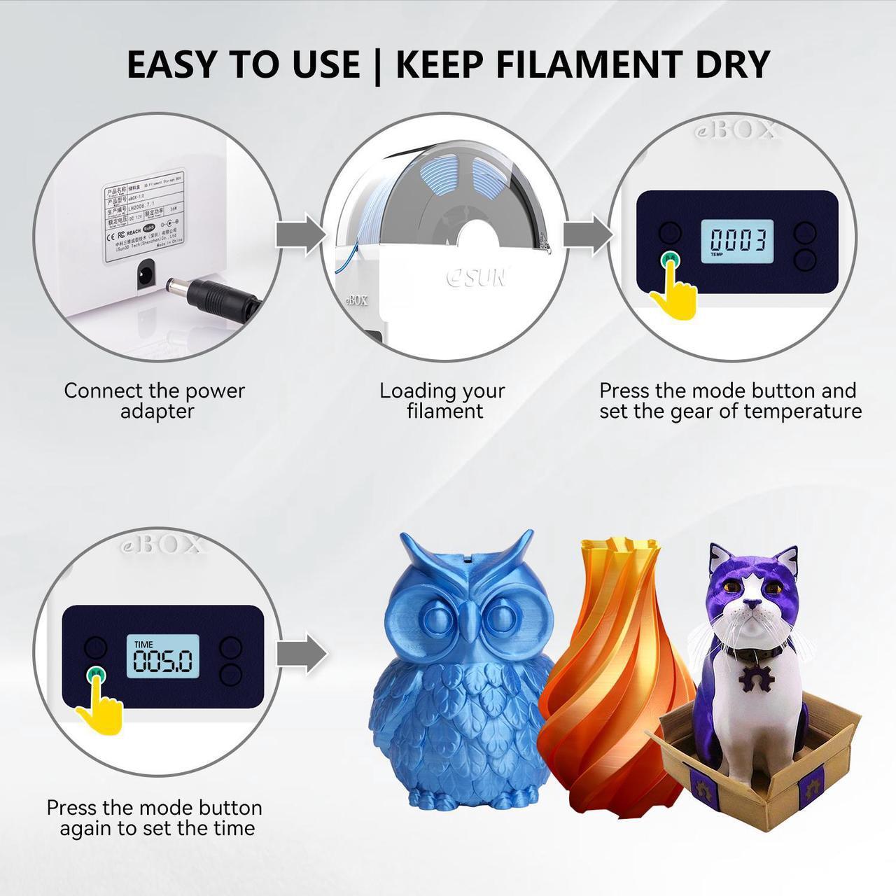 Alt view image 5 of 7 - eSUN eBOX Lite 3D Printer Filament Dryer Box, Dehydrator of Filament Storage Box, Keep Filament Dry During 3D Printing, Filament Spool Holder, Compatible with PLA ABS PETG Silk TPU Filament