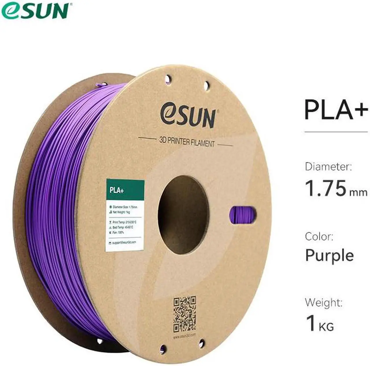 Main image of eSUN PLA+ Filament 1.75mm, 3D Printer Filament PLA Plus, Dimensional Accuracy +/- 0.03mm, 1KG Spool (2.2 LBS) 3D Printing Filament for 3D Printers Purple