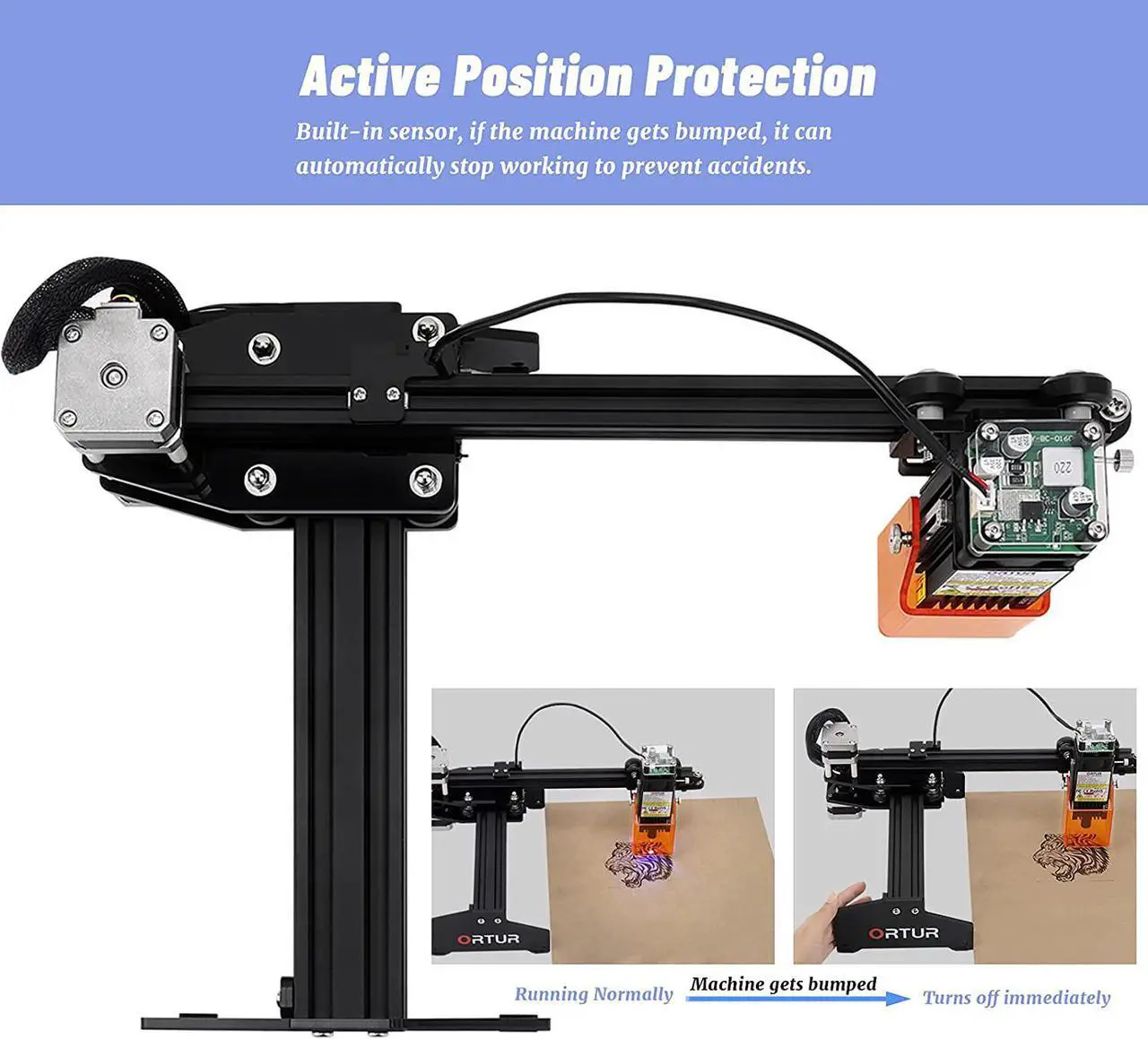 Alt view image 3 of 7 - ORTUR Laser Master, Mini Portable 15W Laser Engraver, 32-Bits Motherboard Laser Engraving Cutting Machine, DIY Laser Cutter for Wood and Metal,150x130mm Engraving Area